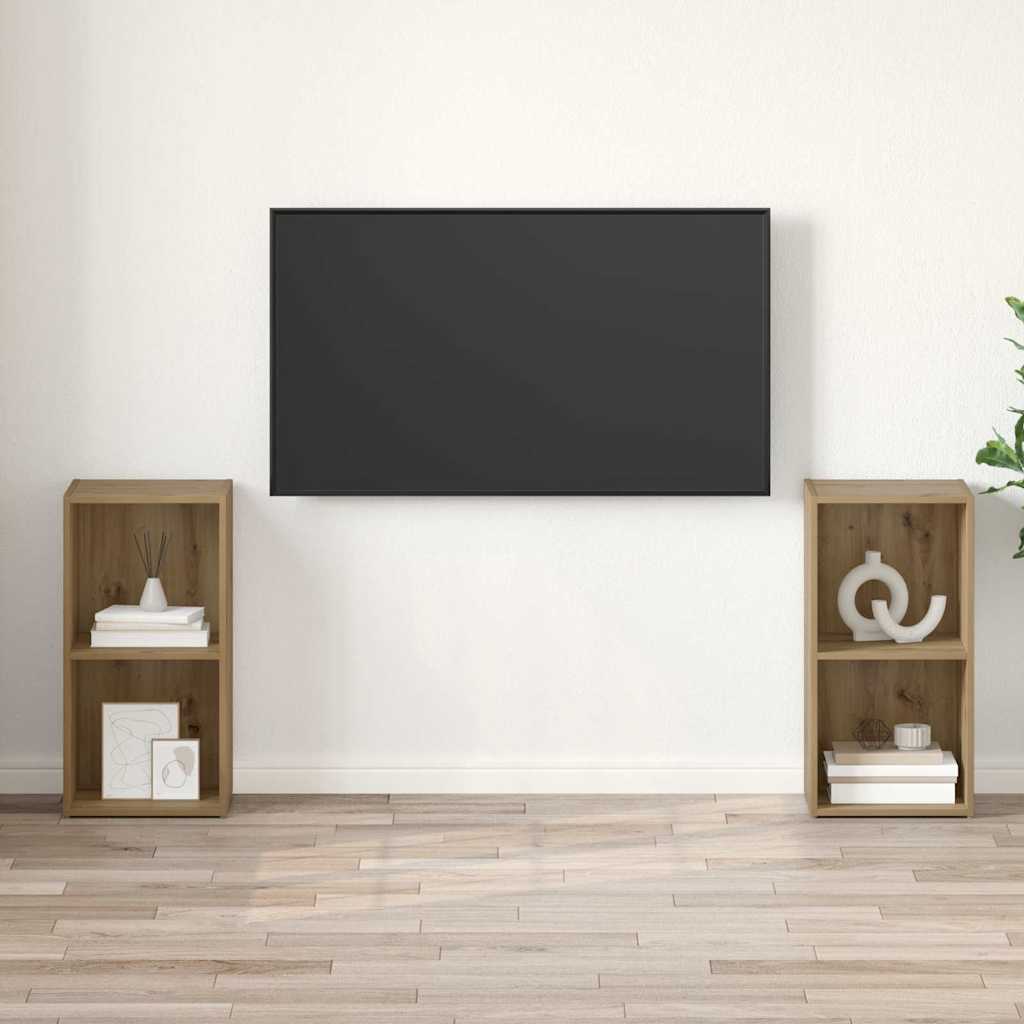 TV Cabinet Set Wall-mounted 2 pcs Artisan Oak 37 x 35 x 72 cm