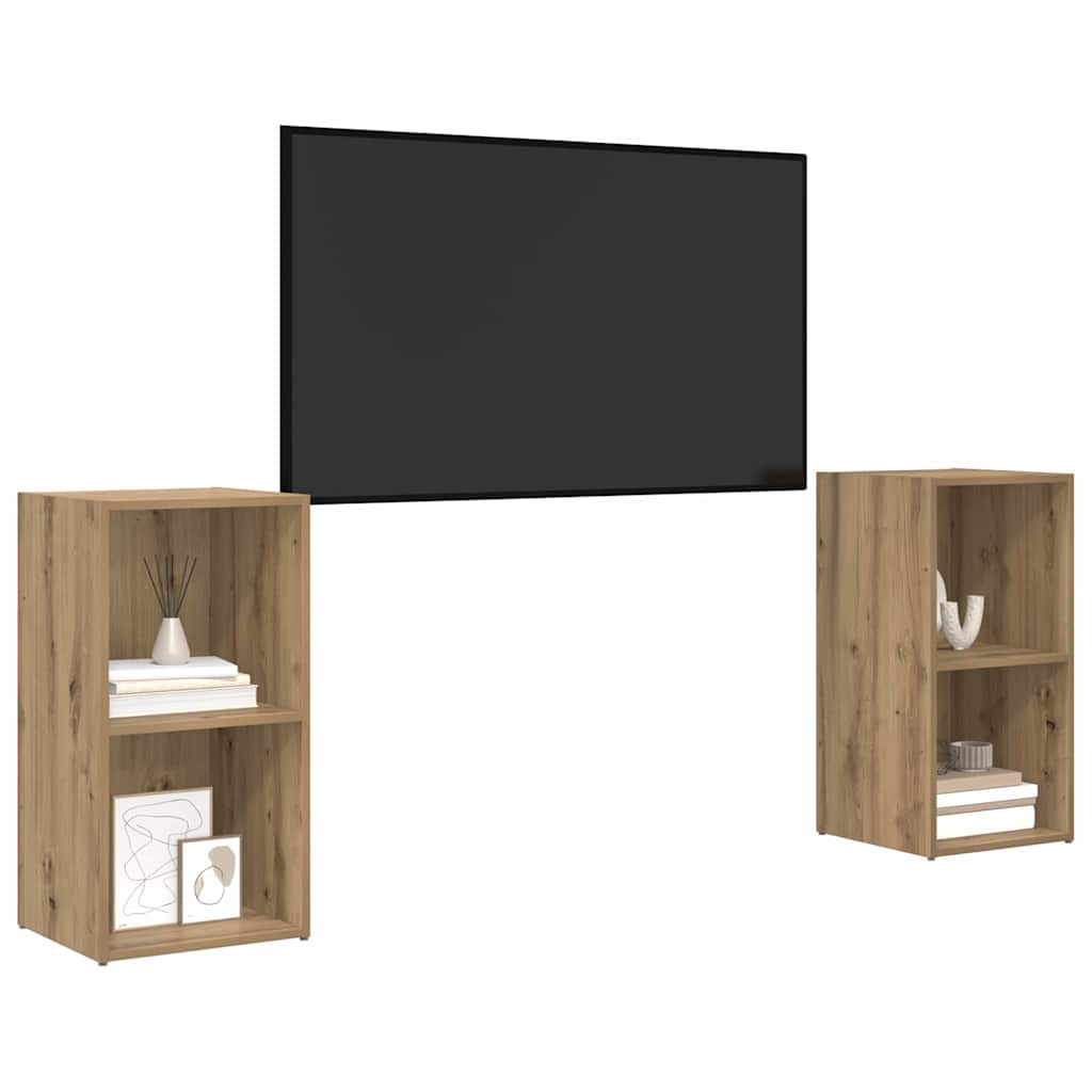 TV Cabinet Set Wall-mounted 2 pcs Artisan Oak 37 x 35 x 72 cm