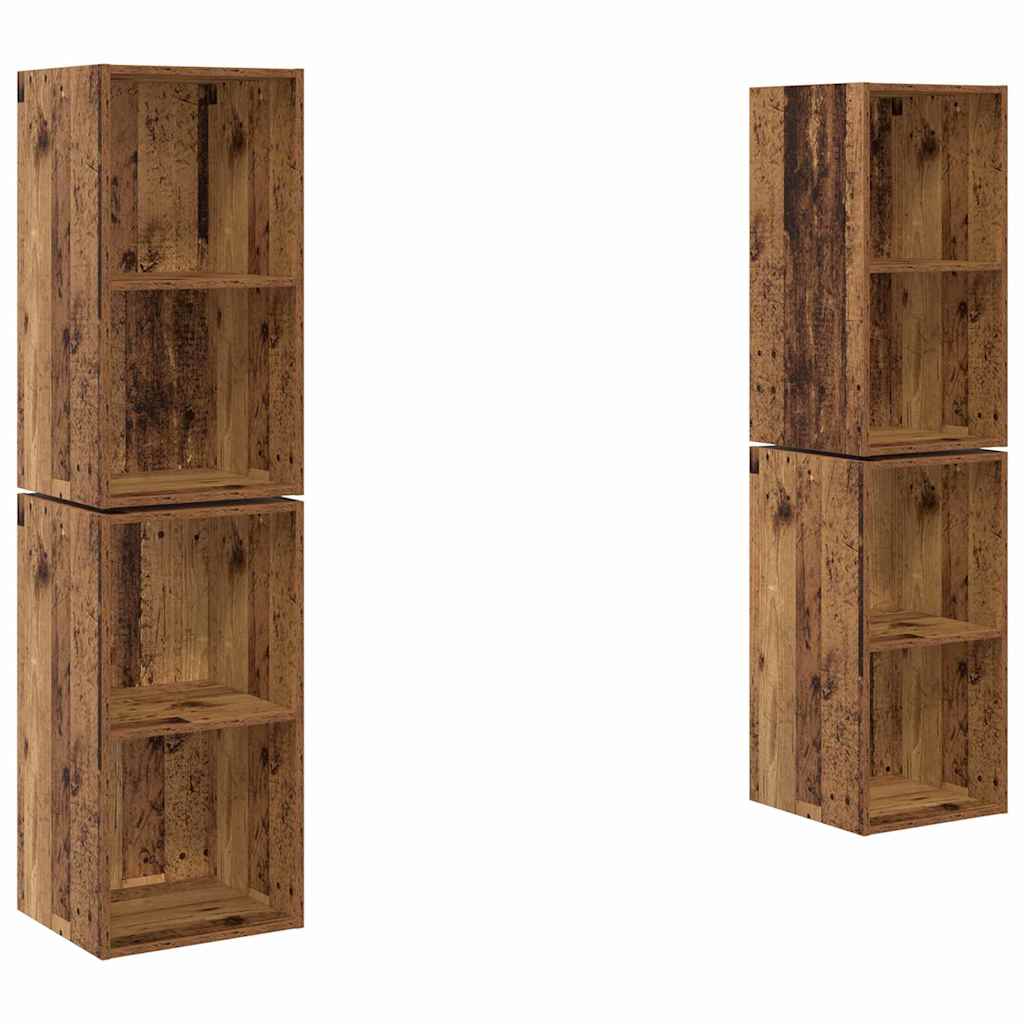 TV Cabinet Set 4 pcs Old Wood 37 x 37 x 72 cm Engineered Wood