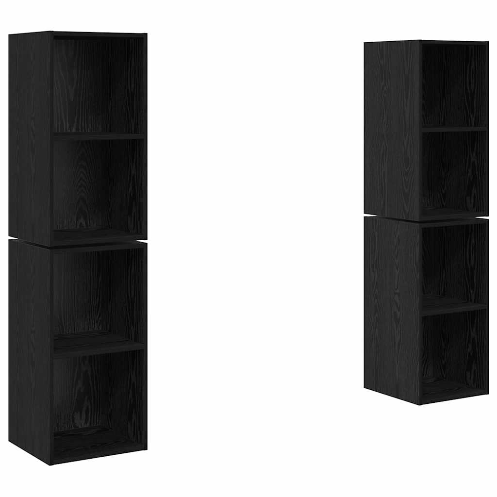 TV Cabinet Set 4 pcs Black Oak Engineered Wood