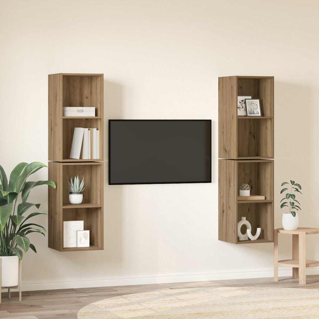 TV Cabinet Set 4 pcs Artisan Oak Engineered Wood