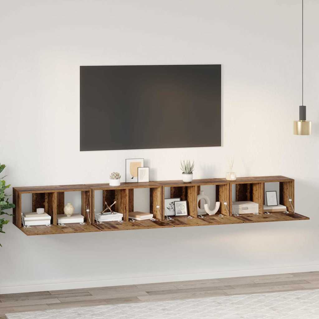 TV Cabinet Set 4 pcs Old Wood 60 x 30 x 30 cm Engineered Wood