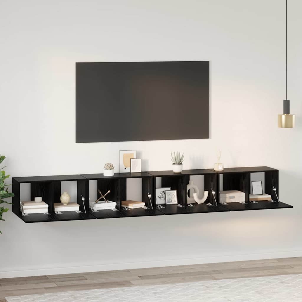 TV Cabinet Set 4 pcs Black Oak 60 x 30 x 30 cm Engineered Wood