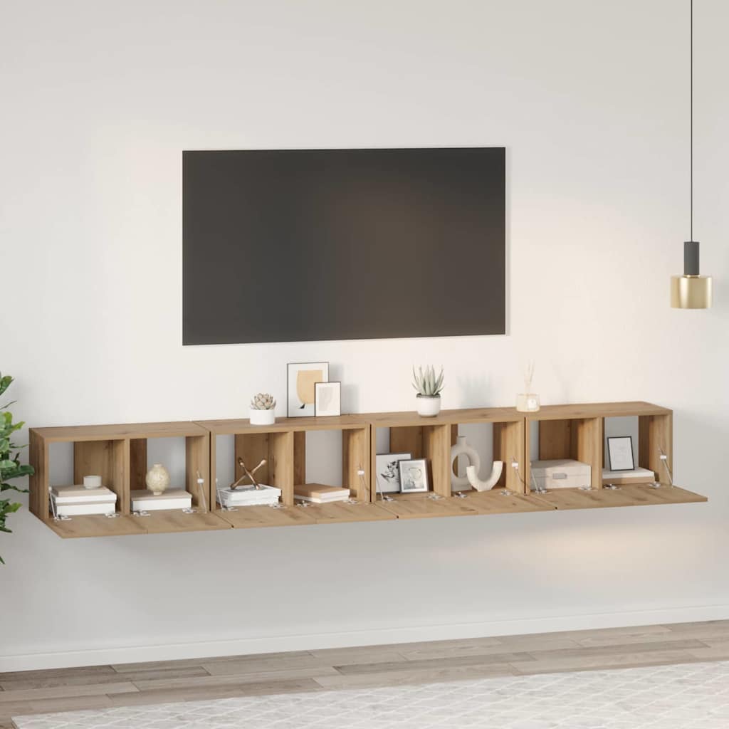 TV Cabinet Set 4 pcs Artisan Oak Engineered Wood
