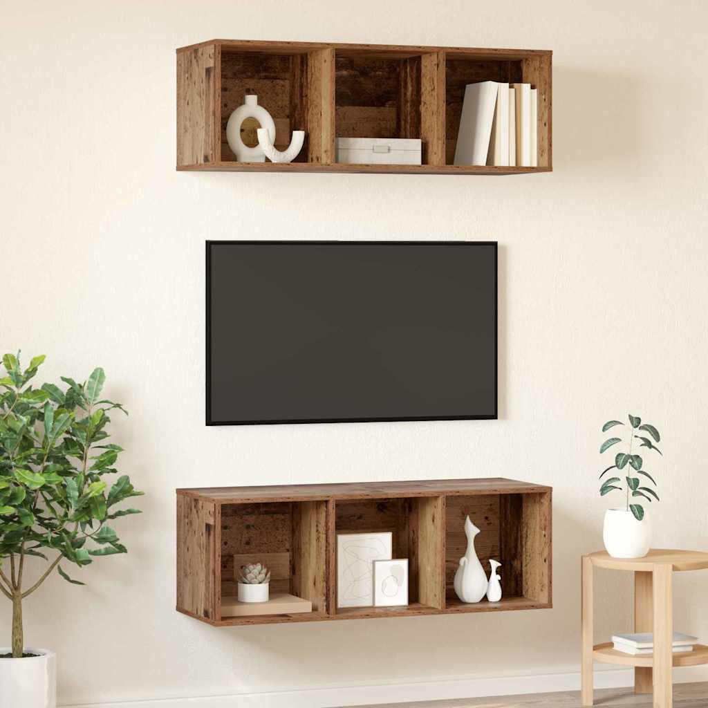 TV Cabinet Set 2 pcs Old Wood 37 x 37 x 107 cm Engineered Wood
