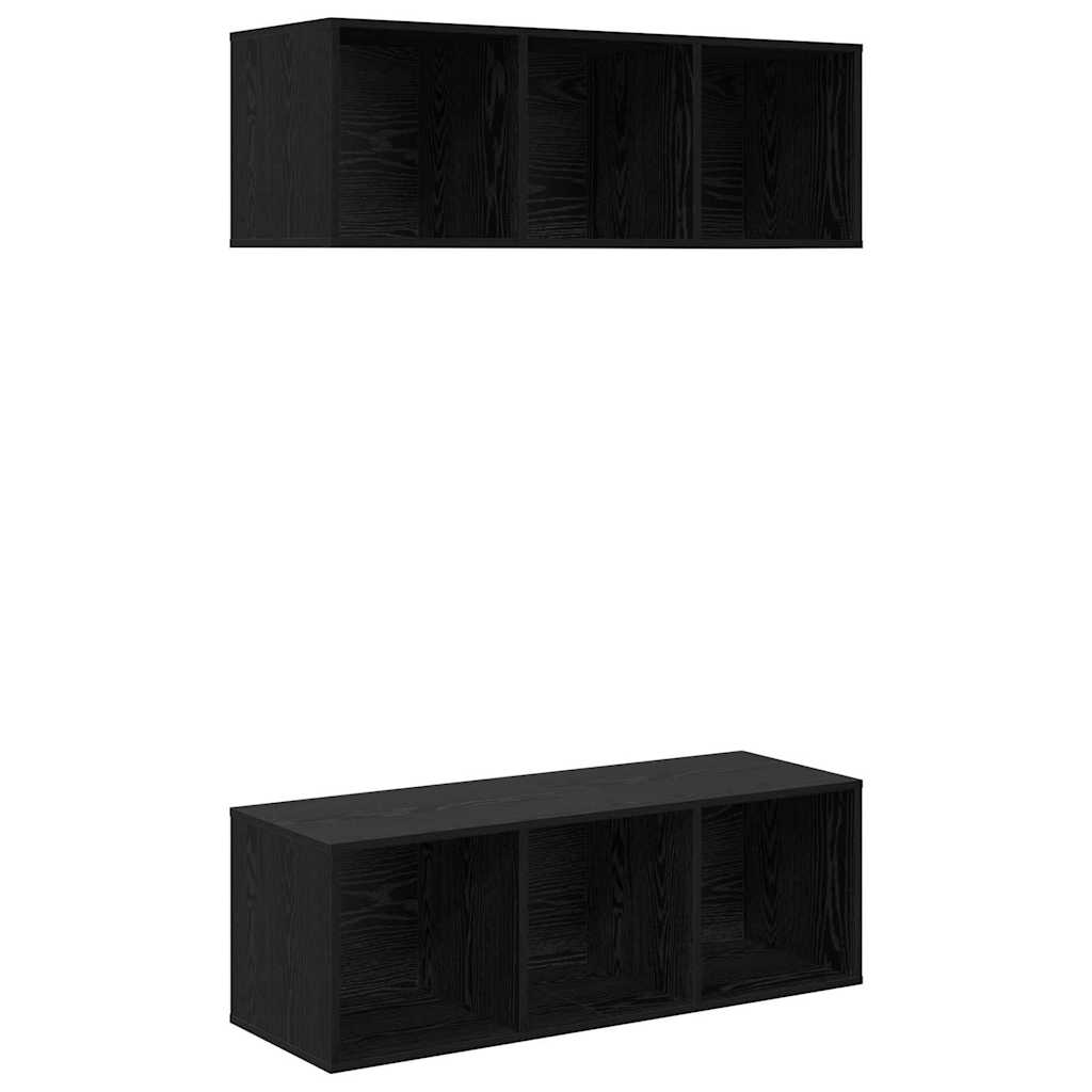 TV Cabinet Set 2 pcs Black Oak Engineered Wood