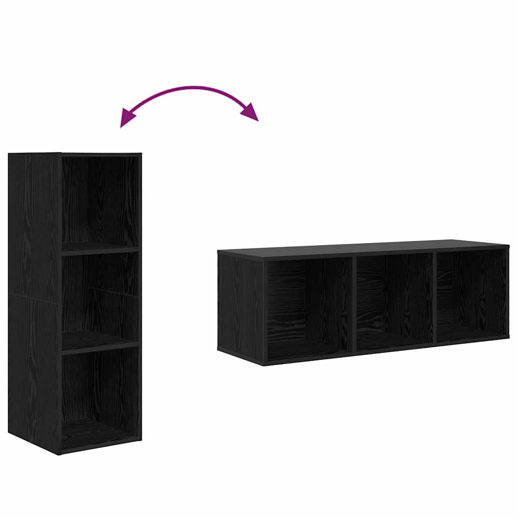 TV Cabinet Set 2 pcs Black Oak Engineered Wood