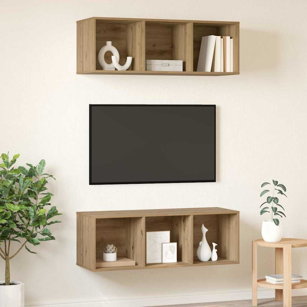 TV Cabinet Set Wall-mounted 2 pcs Artisan Oak 37 x 37 x 107 cm