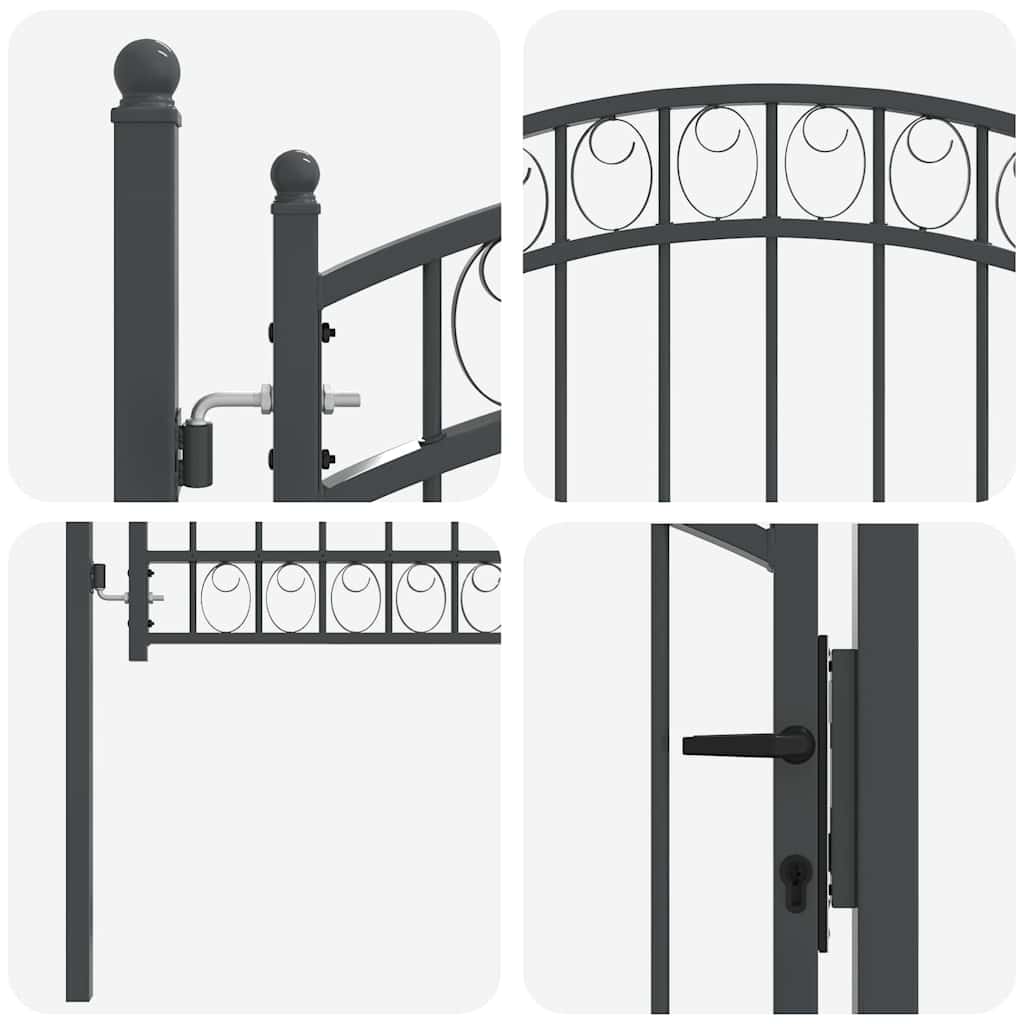 Fence Gate EMMEN 100 x 100 cm Powder-coated steel Grey Lockable