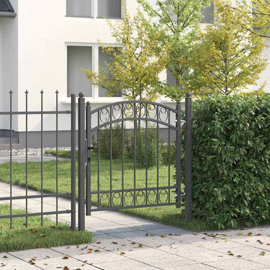 Fence Gate EMMEN 104 x 86 cm Lockable Powder-coated steel Grey