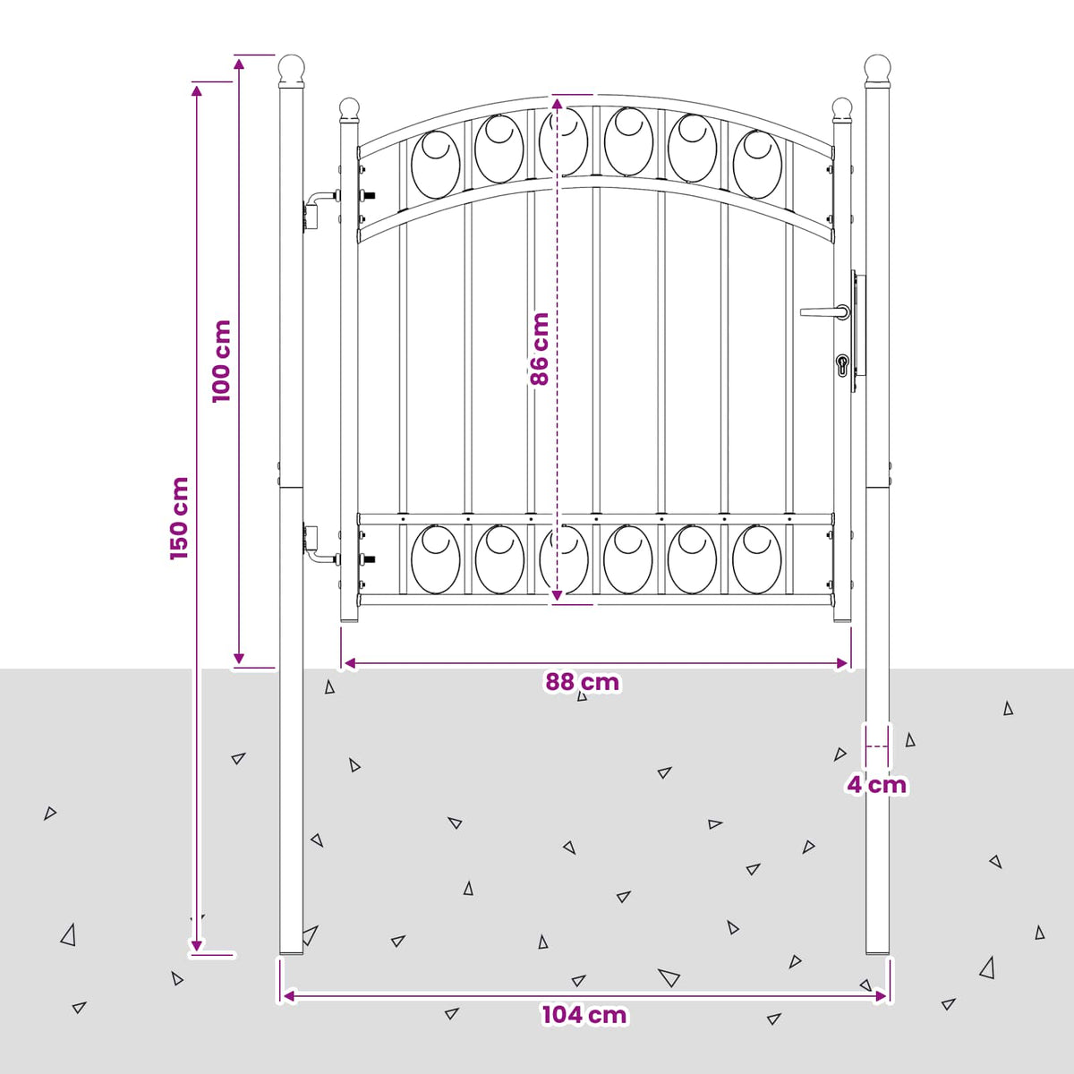Fence Gate EMMEN 100 x 100 cm Powder-coated steel Grey Lockable