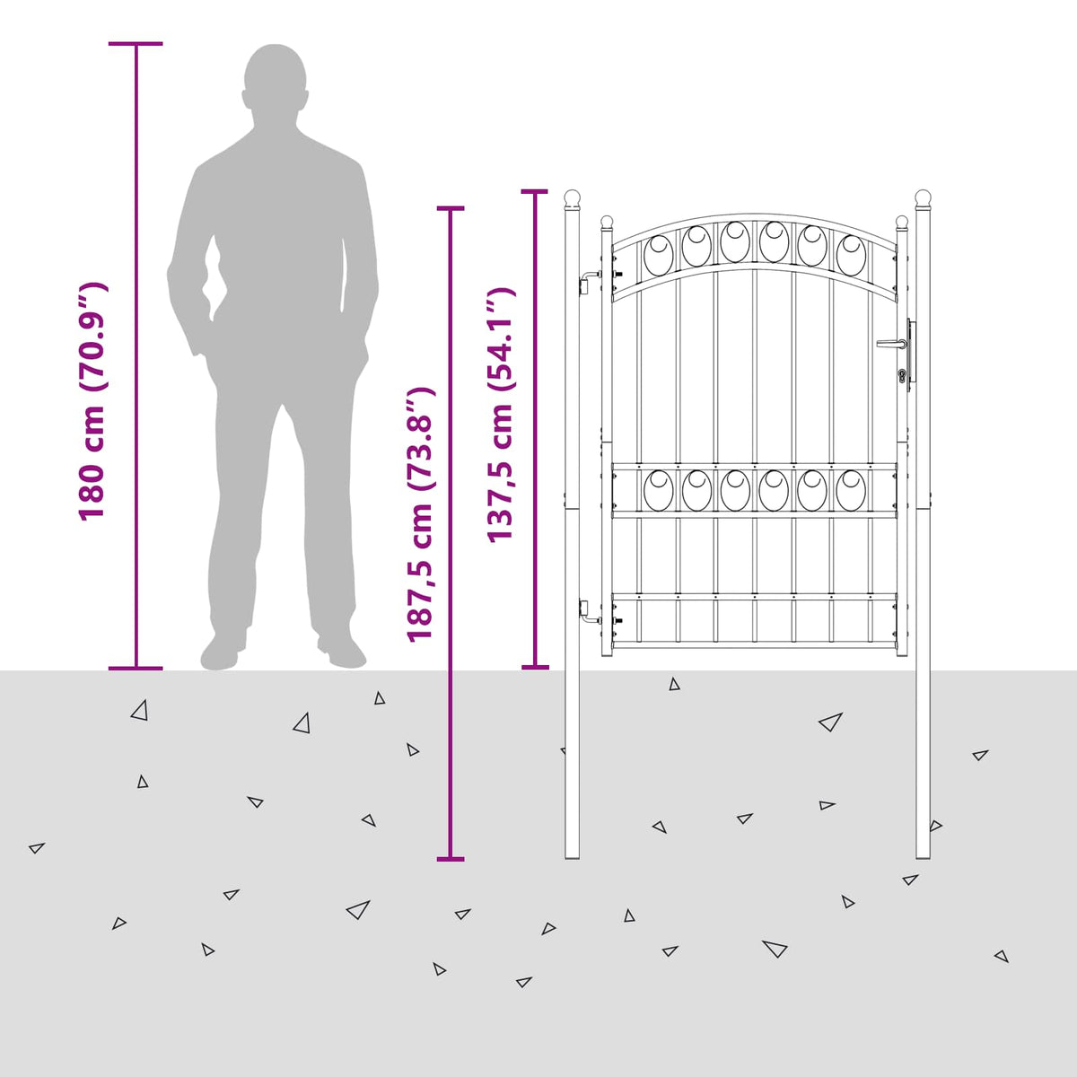 Fence Gate EMMEN 170 x 100 cm Powder-coated steel Grey Lockable