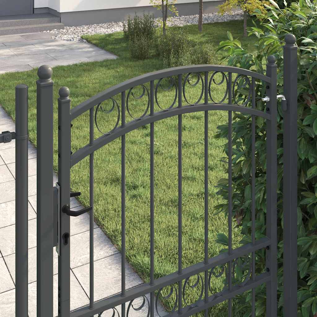 Fence Gate EMMEN 200 x 100 cm Powder-coated steel Grey Lockable