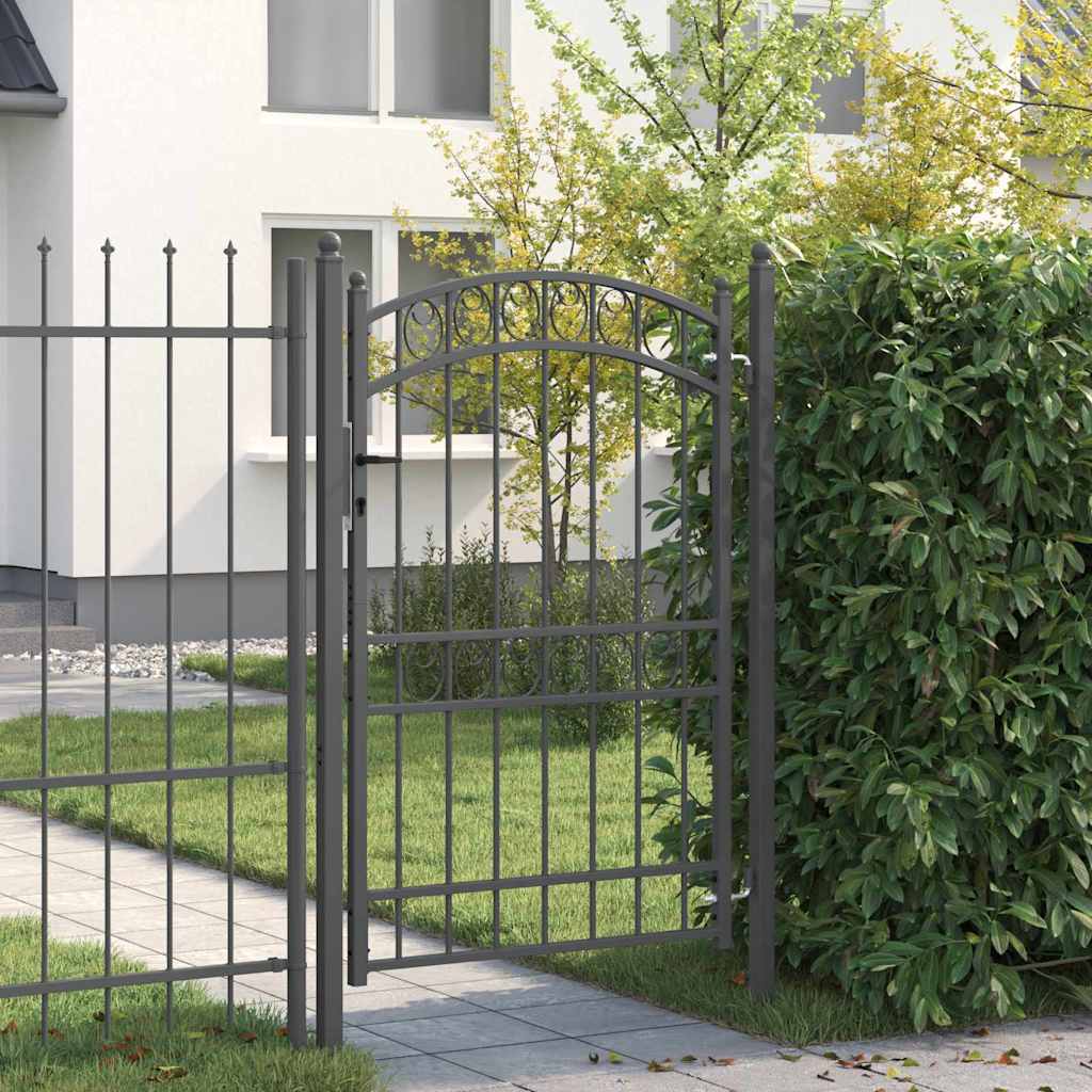 Fence Gate EMMEN 200 x 100 cm Powder-coated steel Grey Lockable