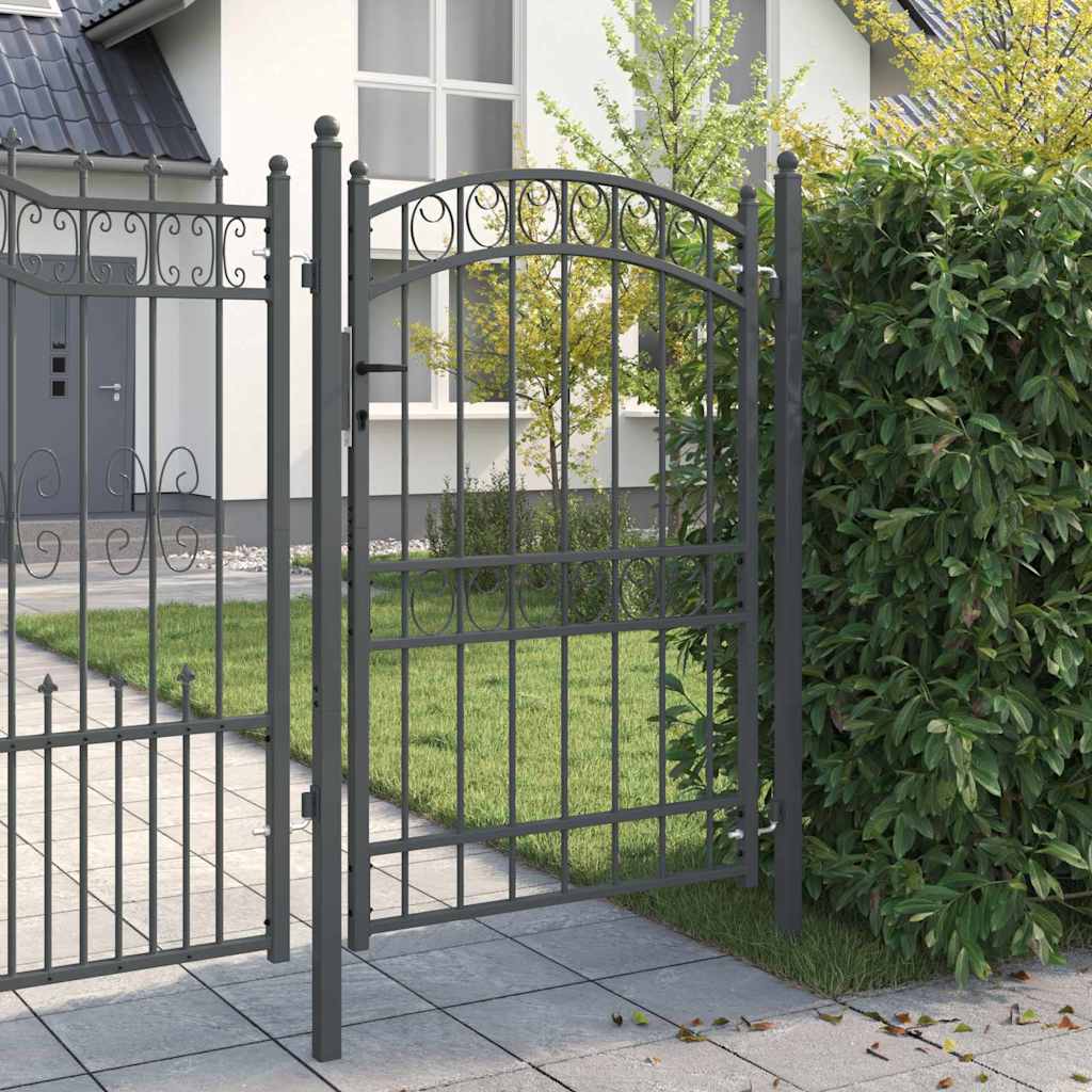 Fence Gate EMMEN 200 x 100 cm Powder-coated steel Grey Lockable