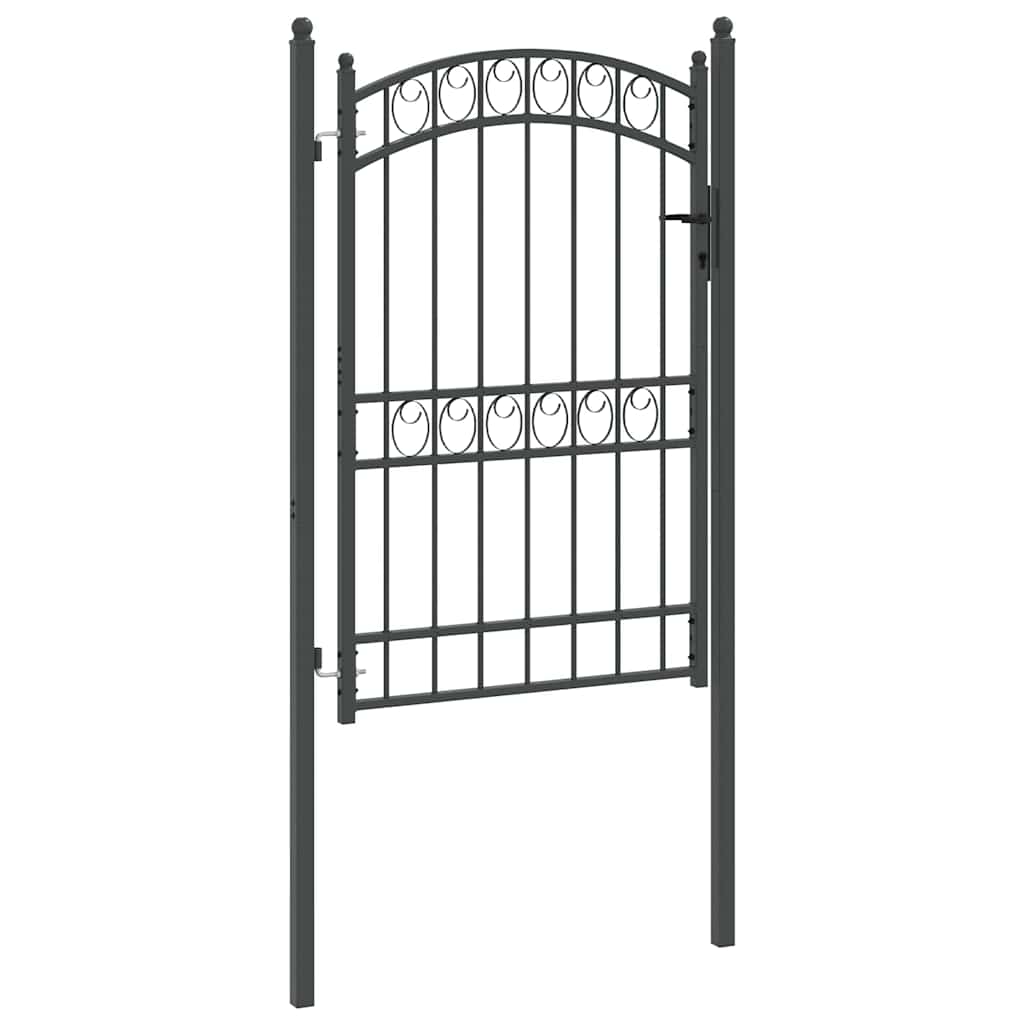Fence Gate EMMEN 200 x 100 cm Powder-coated steel Grey Lockable