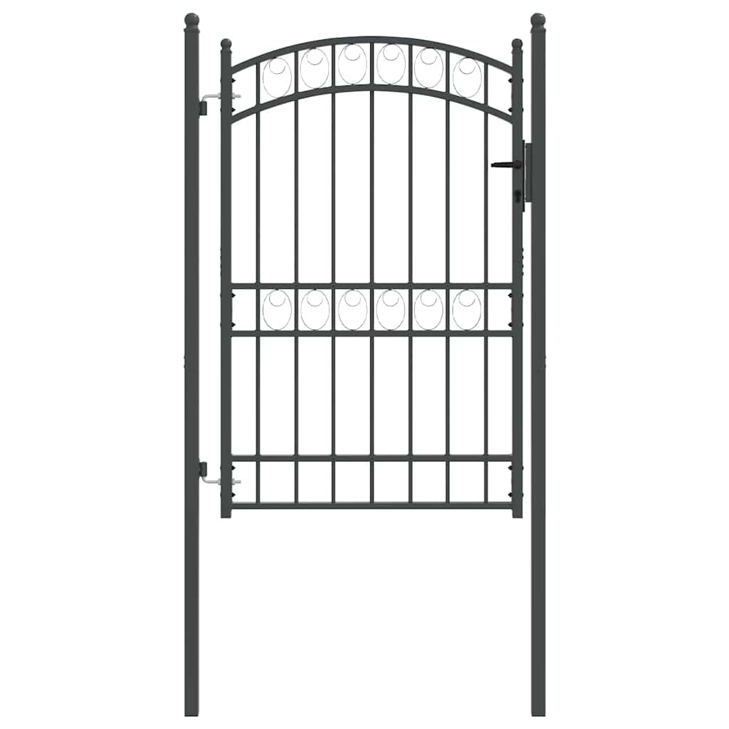 Fence Gate EMMEN 200 x 100 cm Powder-coated steel Grey Lockable