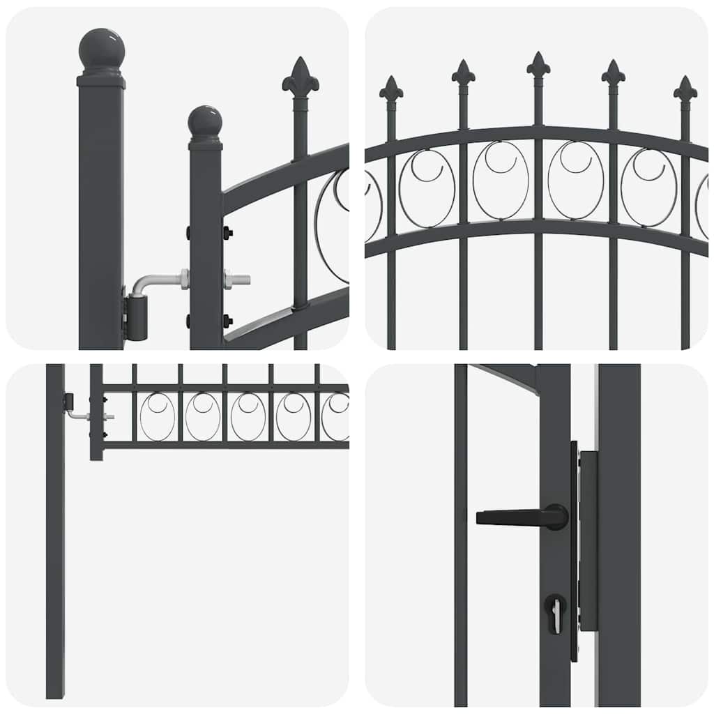Fence Gate with Spikes EMMEN 125 x 100 cm Powder-coated steel
