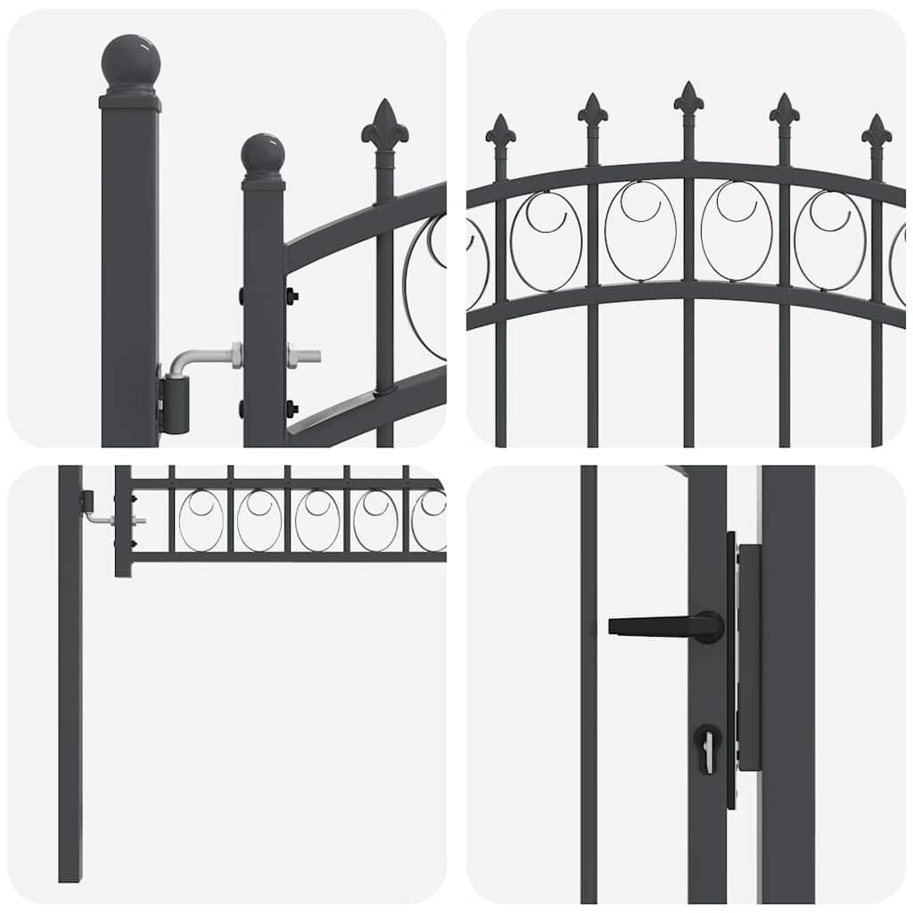 Fence Gate with Spikes EMMEN 150 x 100 cm Powder-coated steel