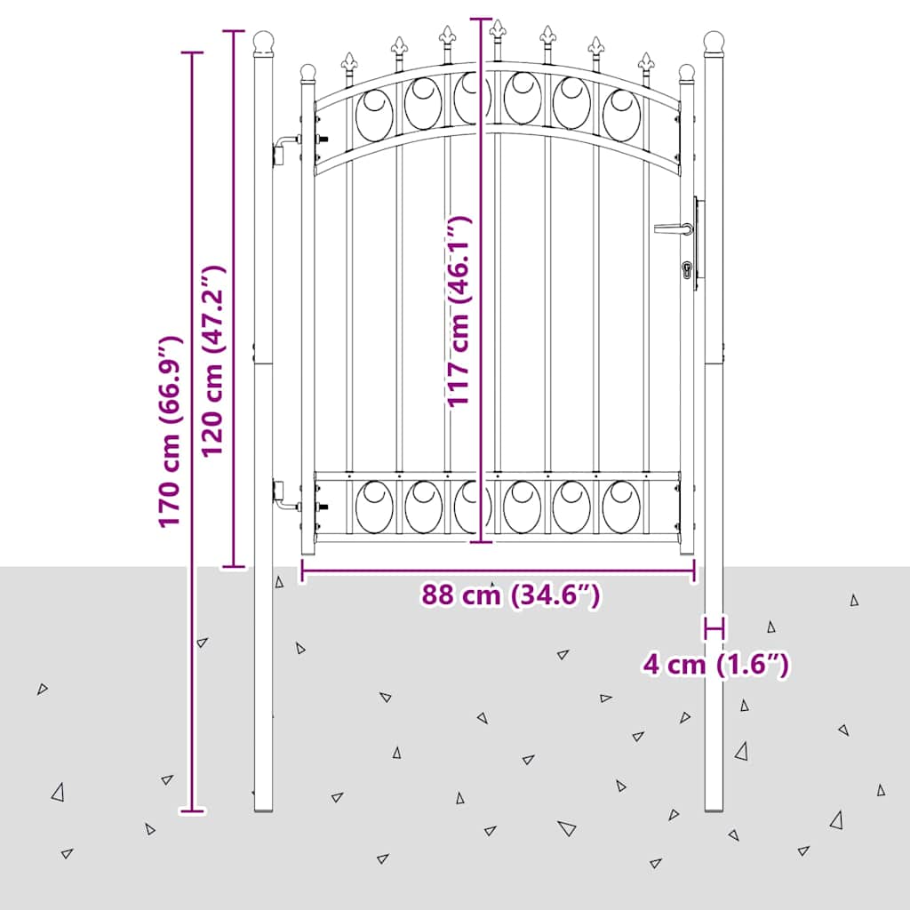 Fence Gate with Spikes EMMEN 150 x 100 cm Powder-coated steel