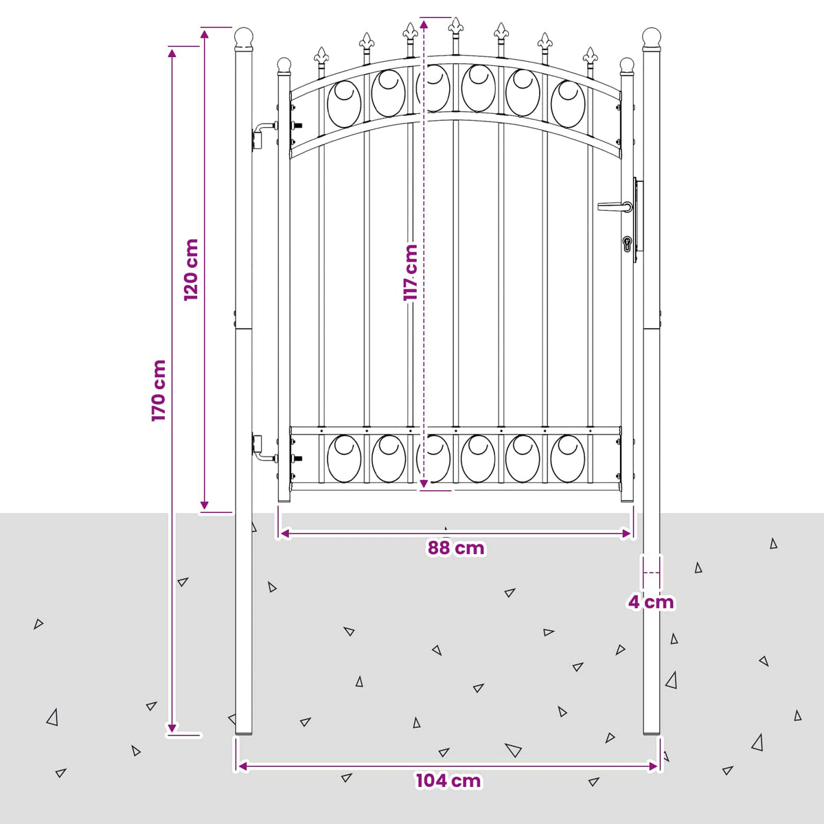 Fence Gate with Spikes EMMEN 104 x 117 cm Lockable