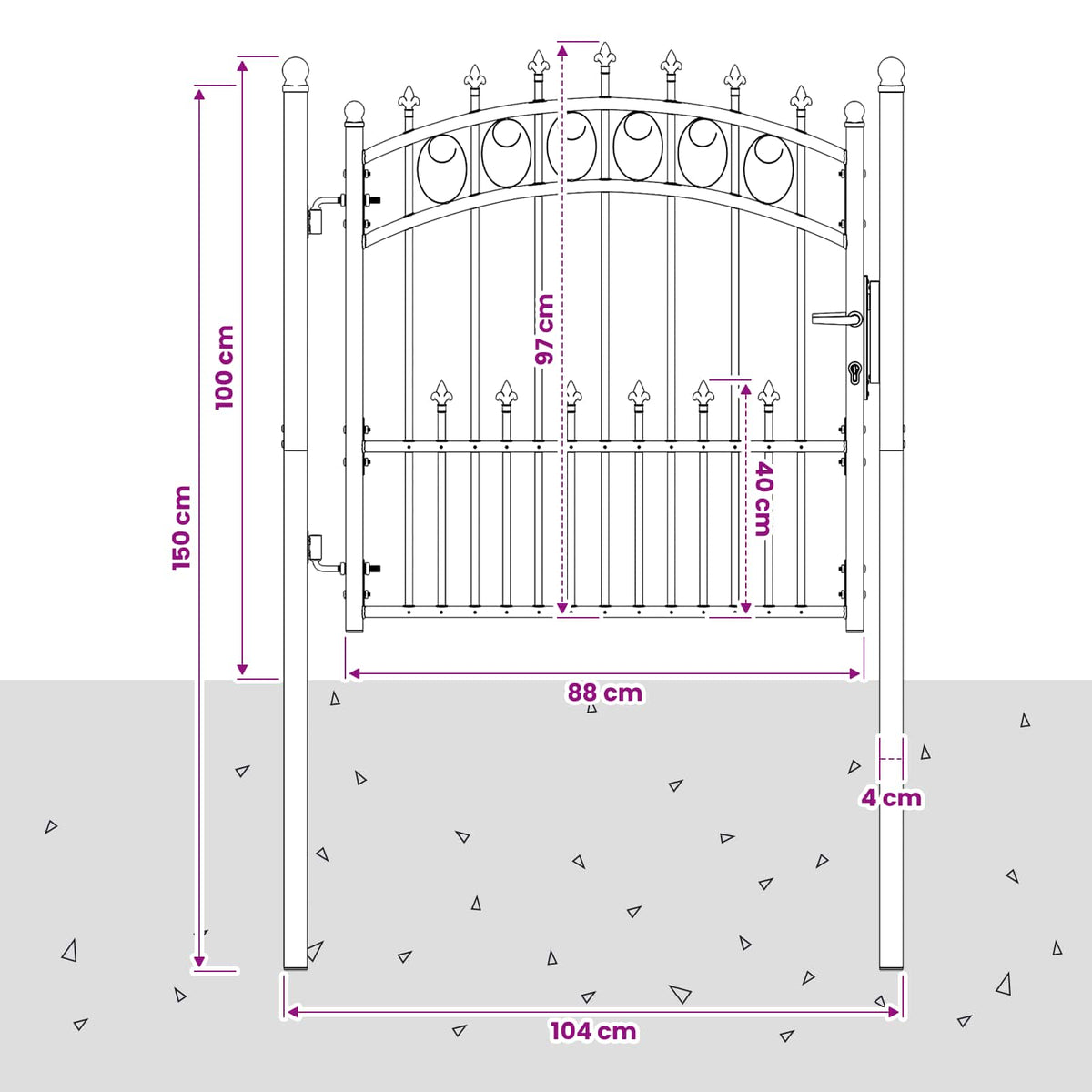 Fence Gate with Spikes EMMEN 100 x 100 cm Powder-coated steel