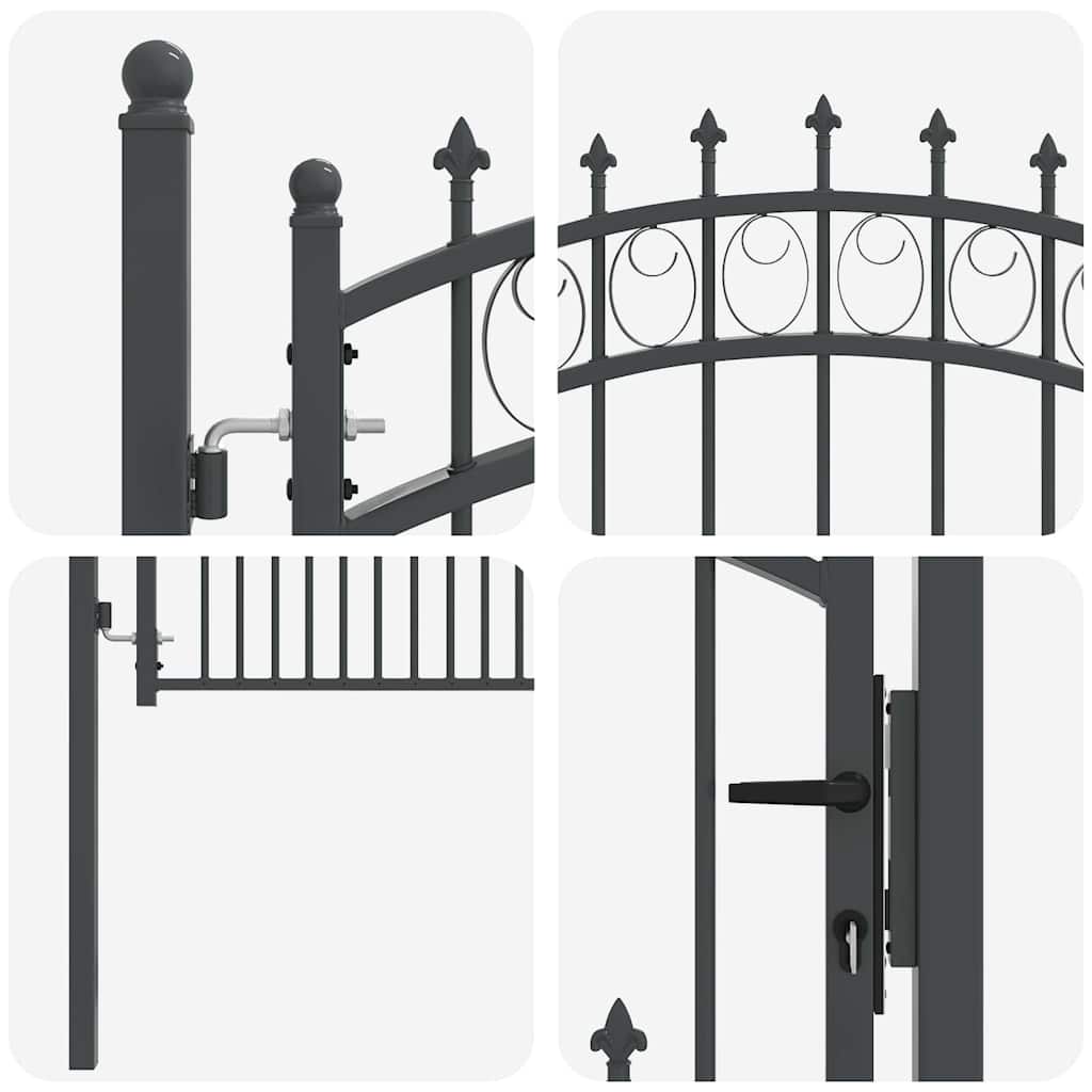 Fence Gate with Spikes EMMEN 125 x 100 cm Powder-coated steel