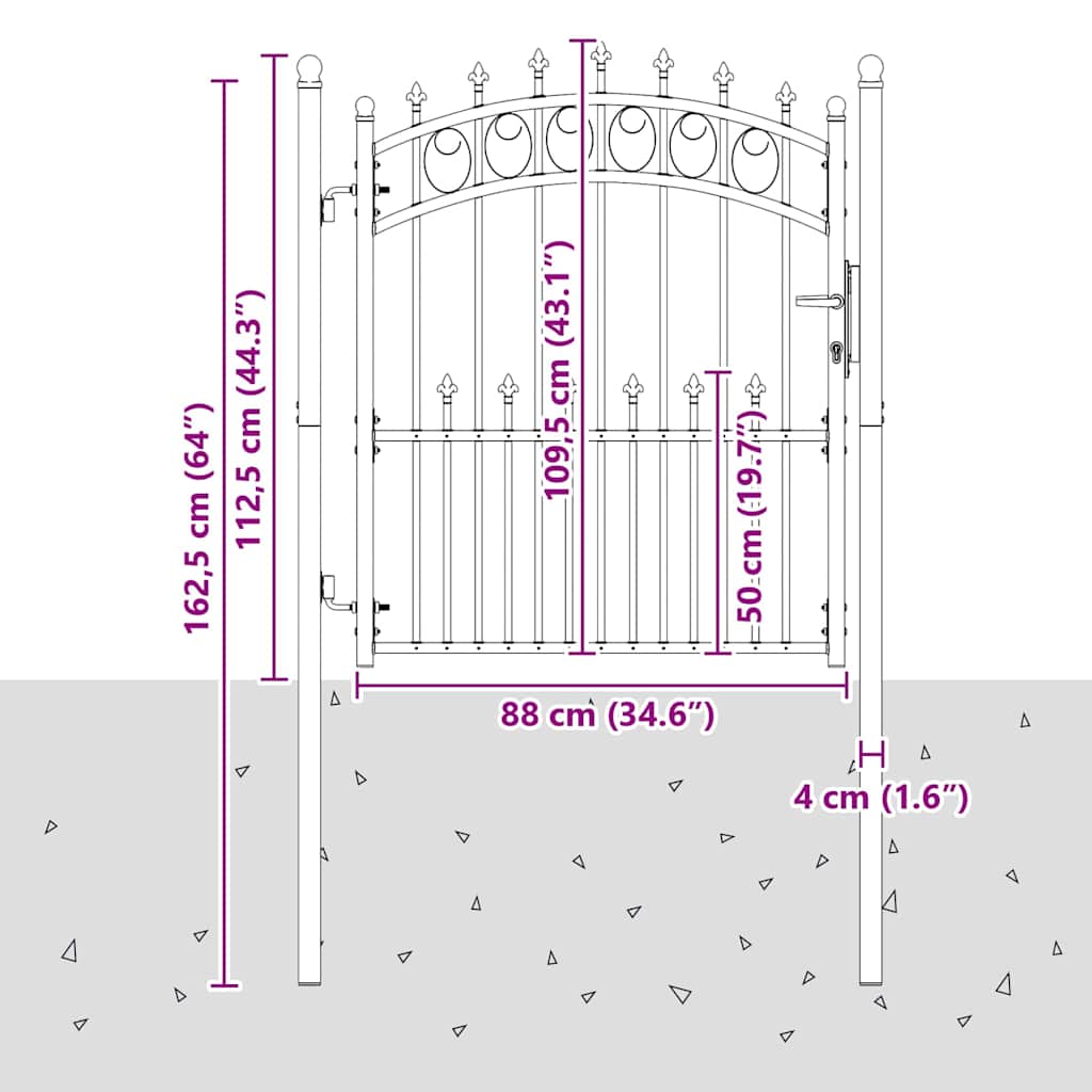 Fence Gate with Spikes EMMEN 125 x 100 cm Powder-coated steel