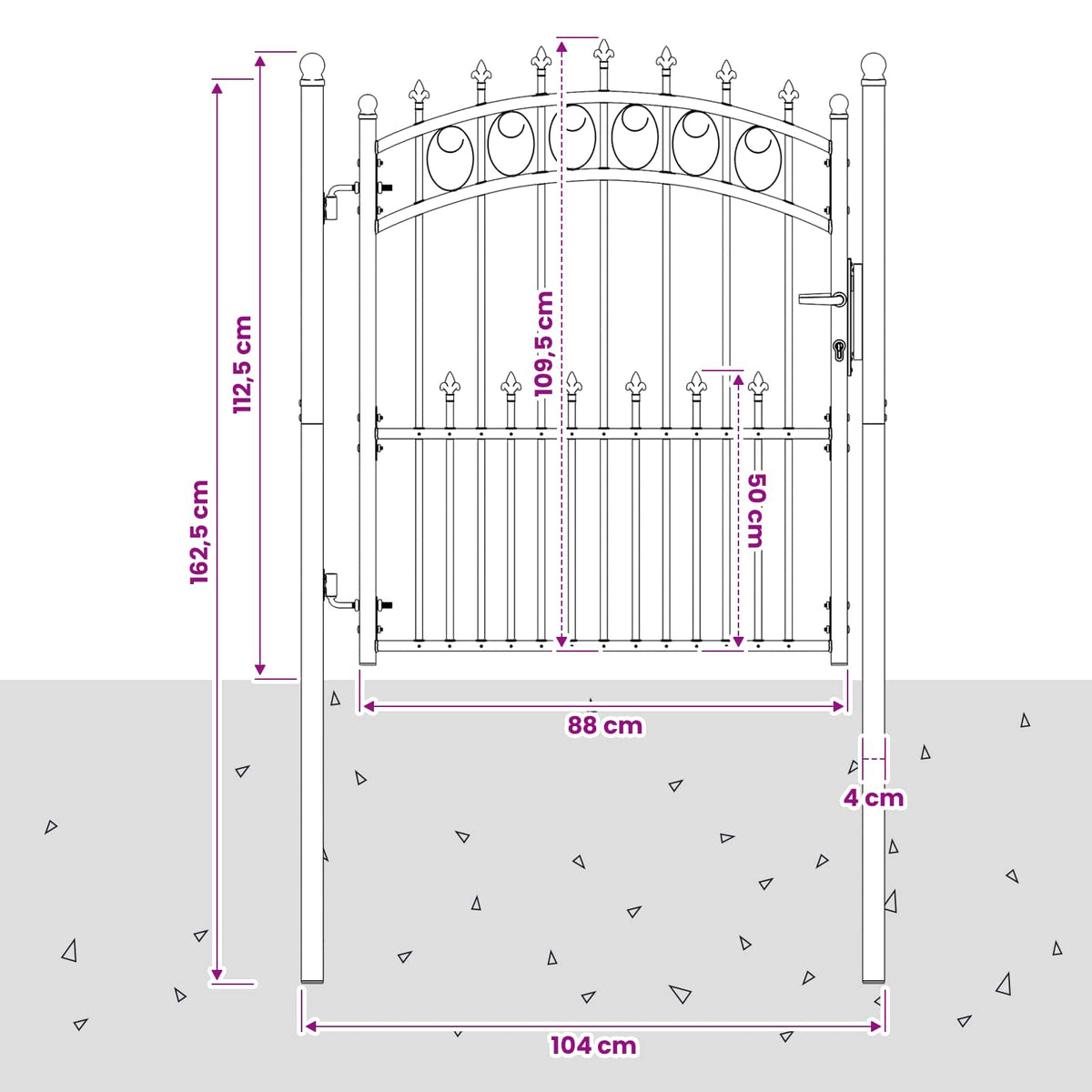 Fence Gate with Spikes EMMEN 125 x 100 cm Powder-coated steel