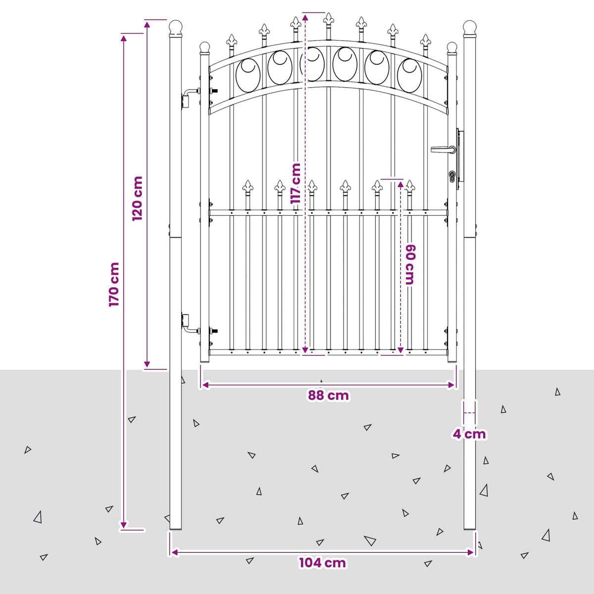Fence Gate with Spikes EMMEN 150 x 100 cm Powder-coated steel