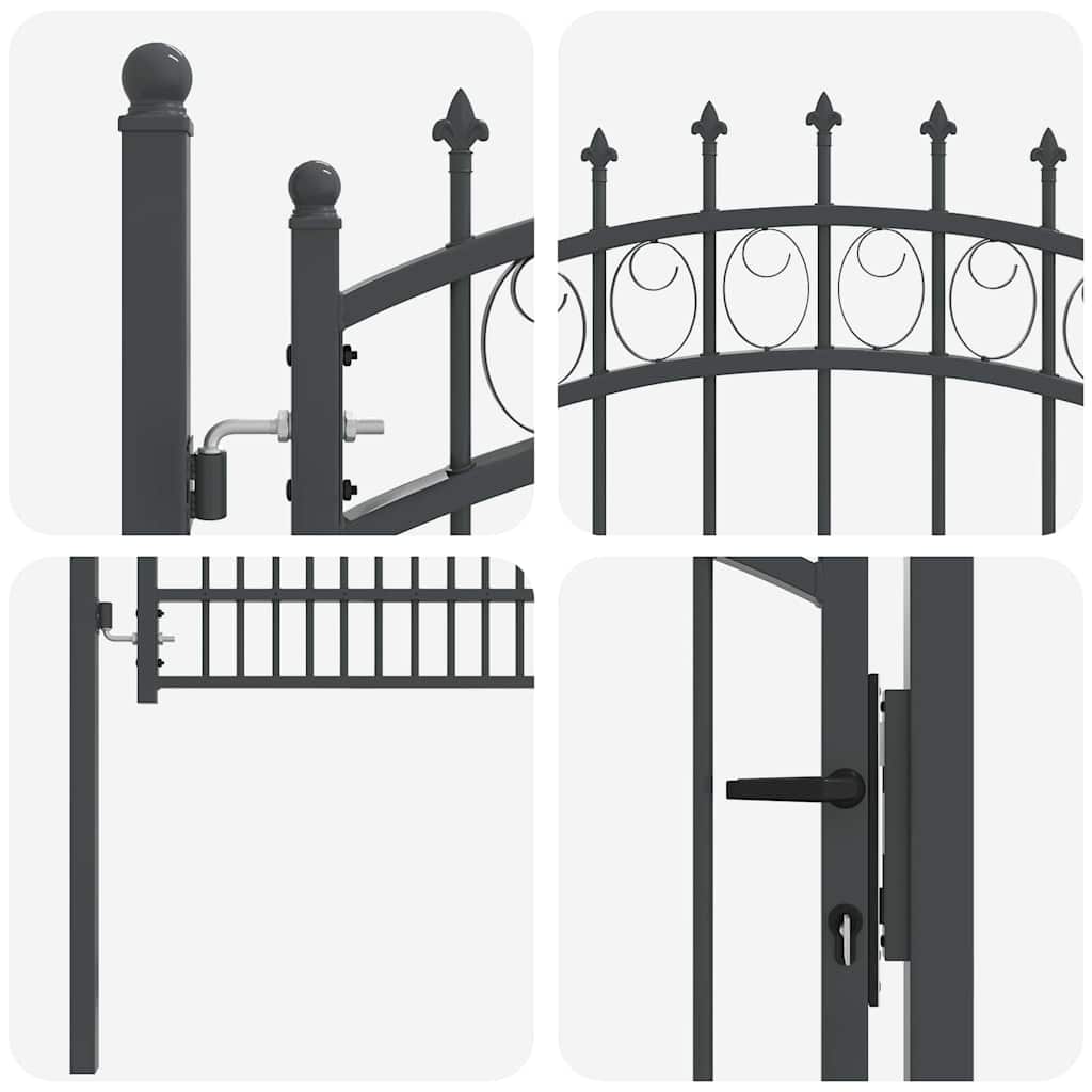 Fence Gate with Spikes EMMEN 170 x 100 cm Powder-coated steel