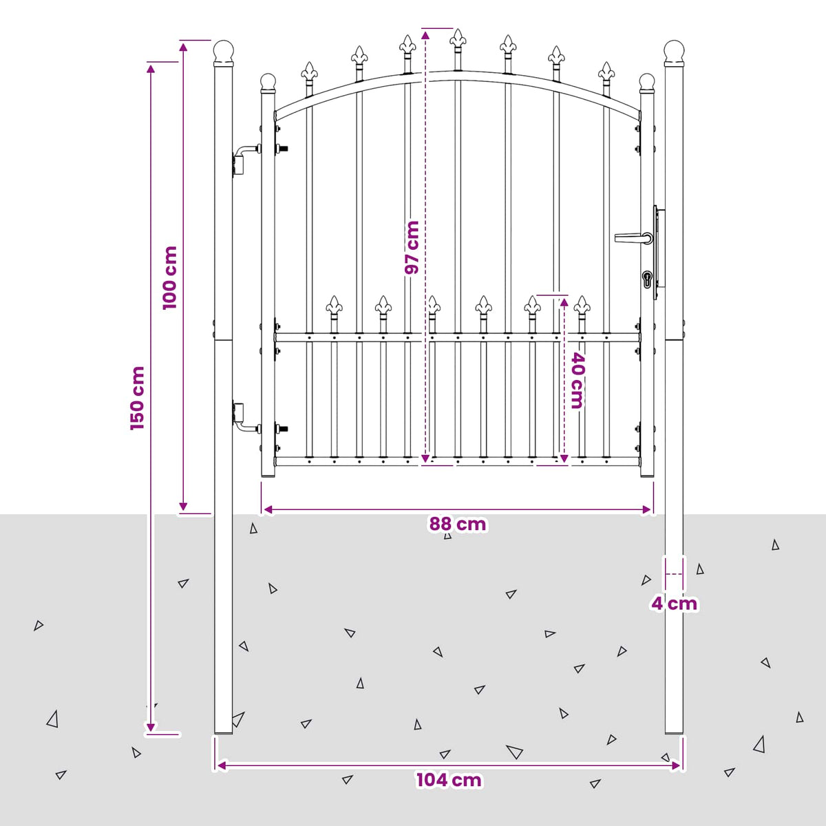 Fence Gate with Spikes EMMEN 100 x 100 cm Powder-coated steel