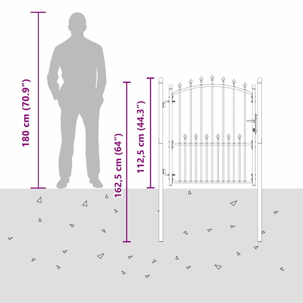 Fence Gate with Spikes EMMEN 125 x 100 cm Powder-coated steel