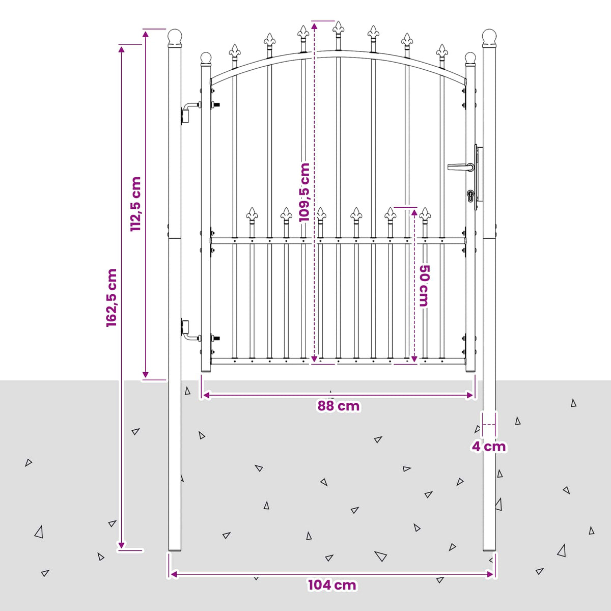 Fence Gate with Spikes EMMEN 104 x 109.5 cm Lockable