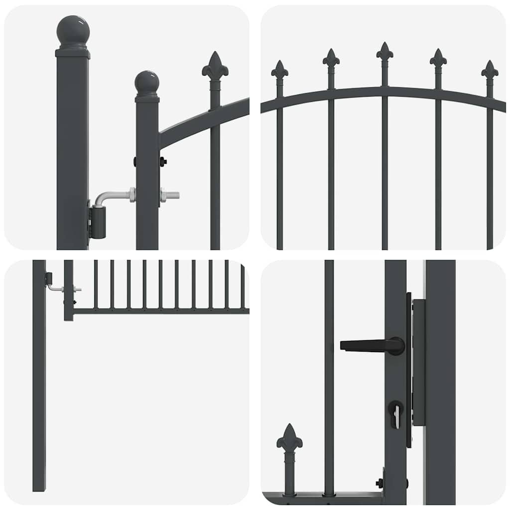 Fence Gate with Spikes EMMEN 150 x 100 cm Powder-coated steel