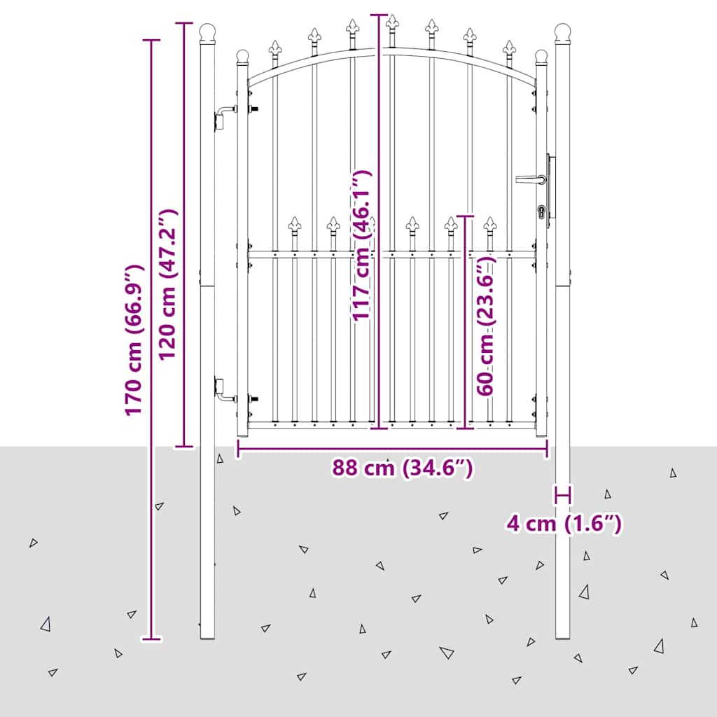 Fence Gate with Spikes EMMEN 150 x 100 cm Powder-coated steel