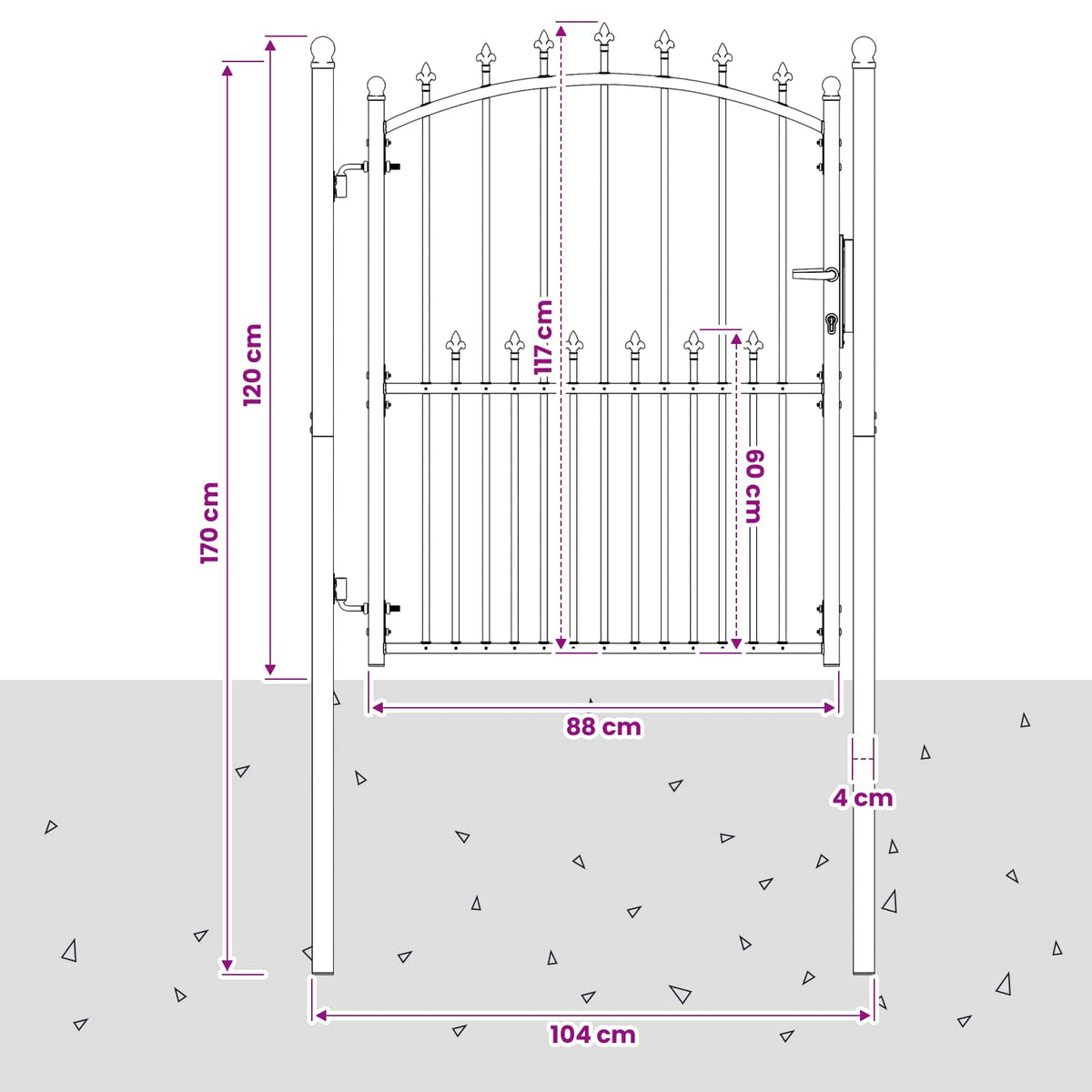 Fence Gate with Spikes EMMEN 150 x 100 cm Powder-coated steel