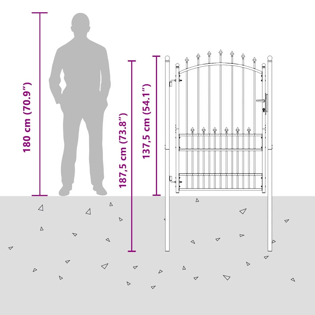Fence Gate with Spikes EMMEN 170 x 100 cm Powder-coated steel