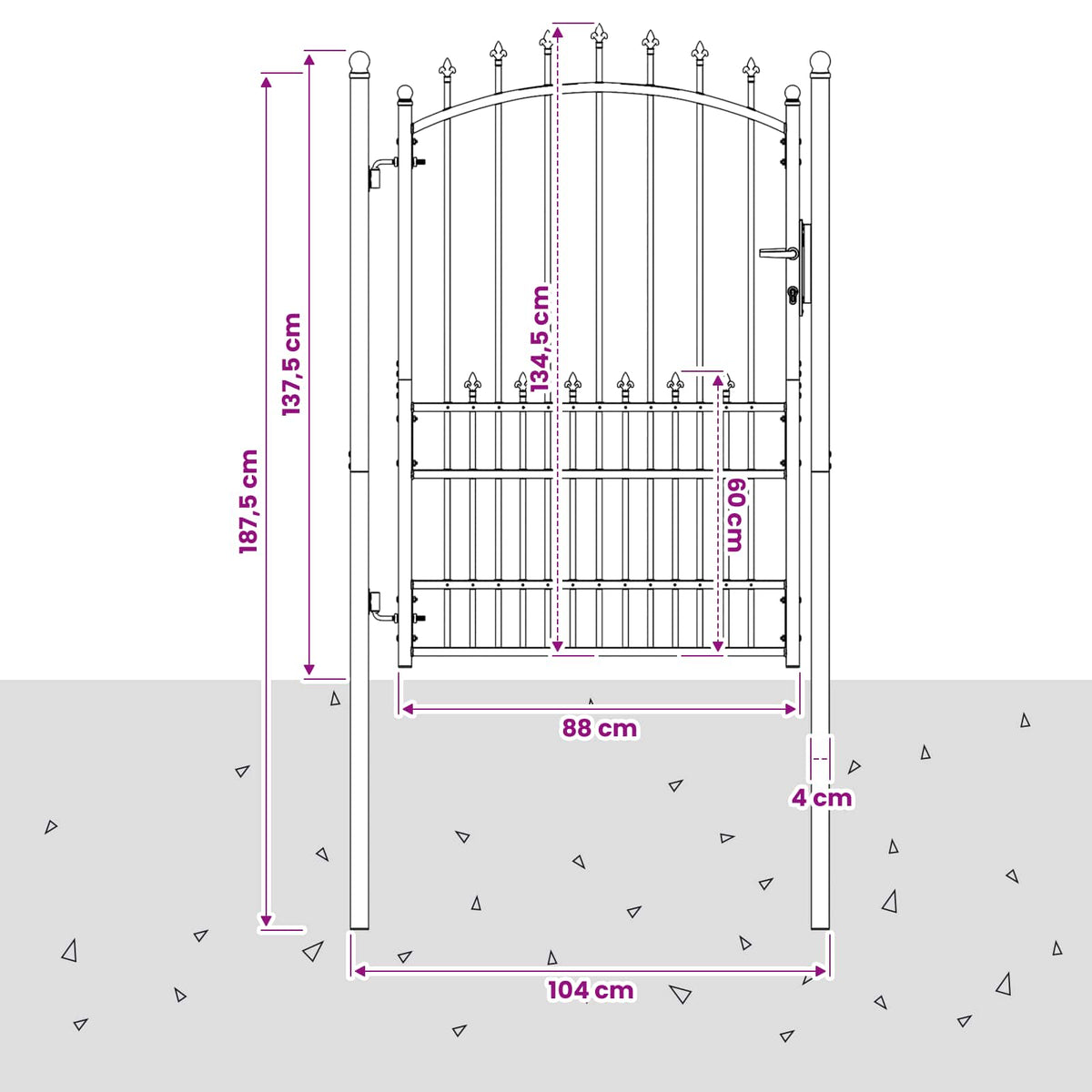 Fence Gate with Spikes EMMEN 104 x 134.5 cm Lockable