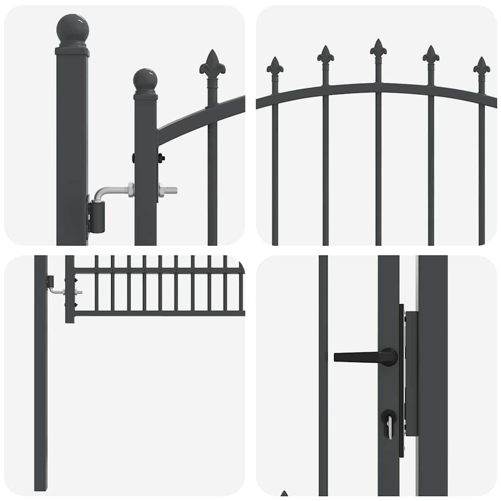 Fence Gate with Spikes EMMEN 200 x 100 cm Powder-coated steel