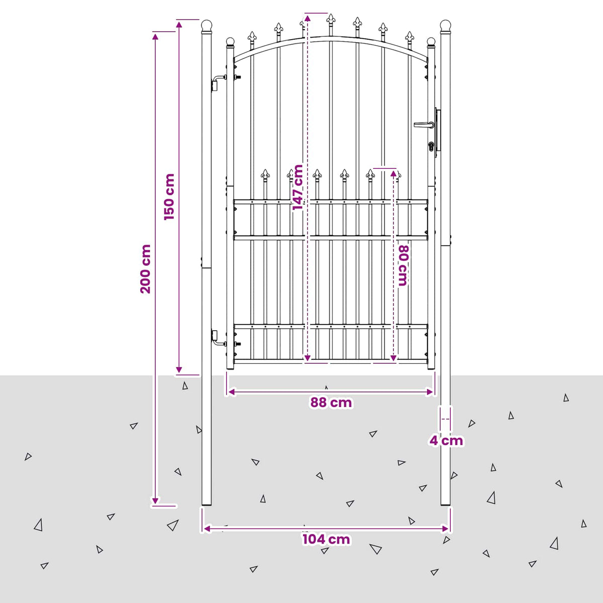 Fence Gate with Spikes EMMEN 200 x 100 cm Powder-coated steel