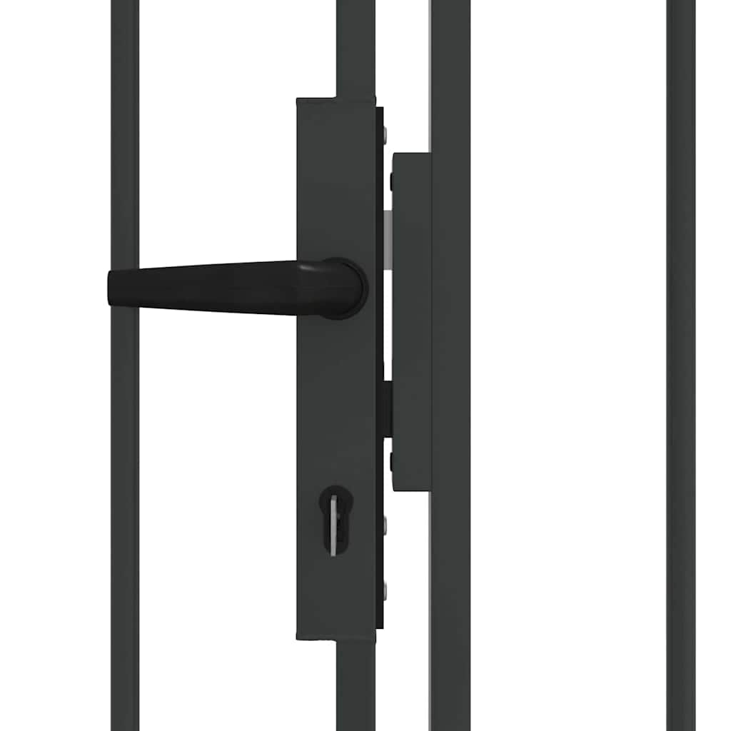 Fence Gate ASSEN 301 x 175.5 cm Steel Grey Lockable