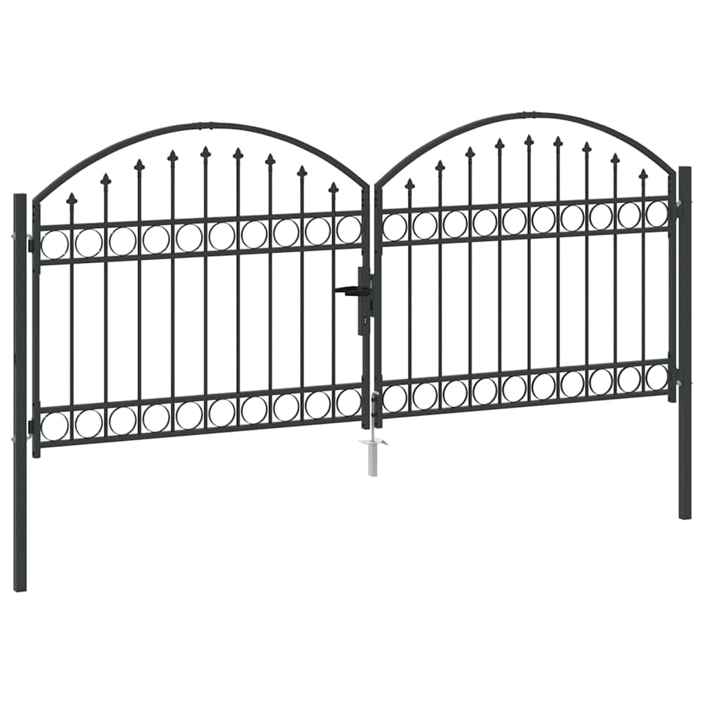Fence Gate ASSEN 301 x 175.5 cm Steel Grey Lockable