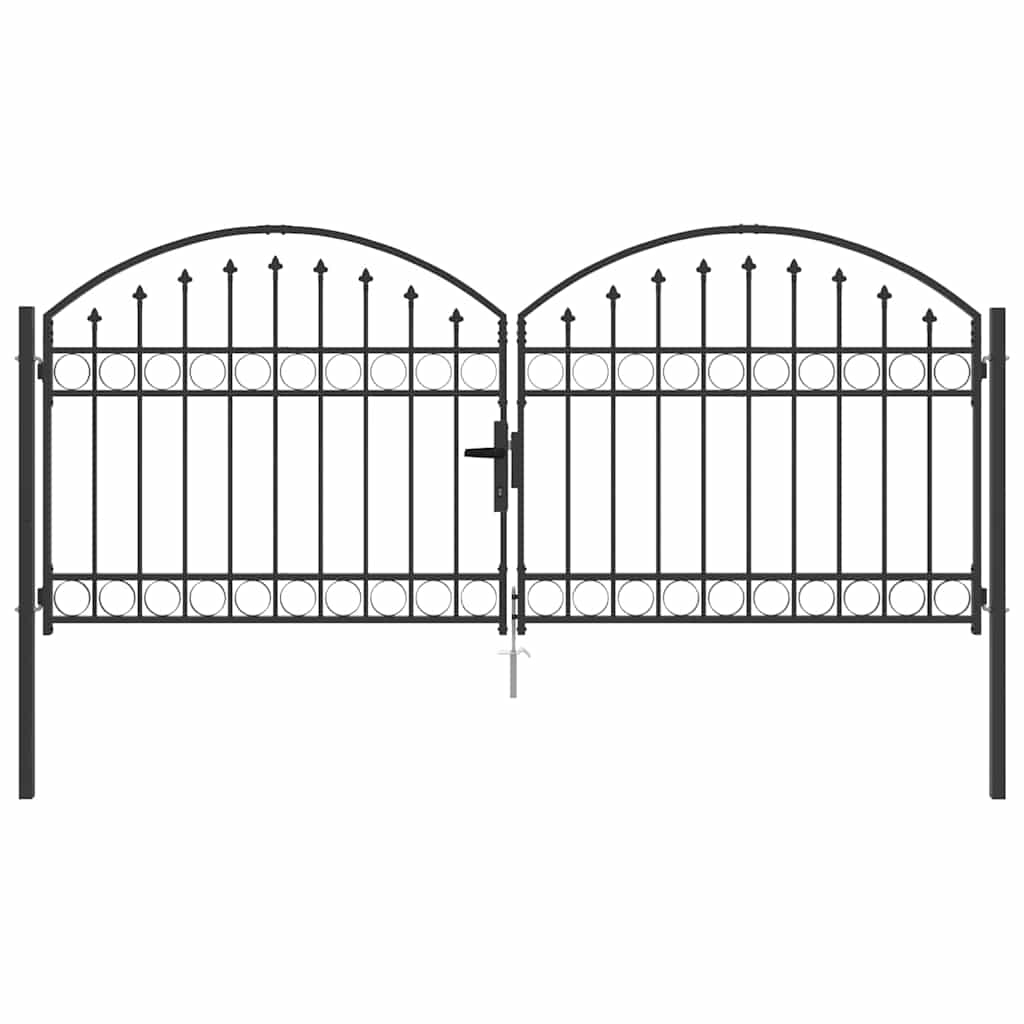 Fence Gate ASSEN 301 x 175.5 cm Steel Grey Lockable
