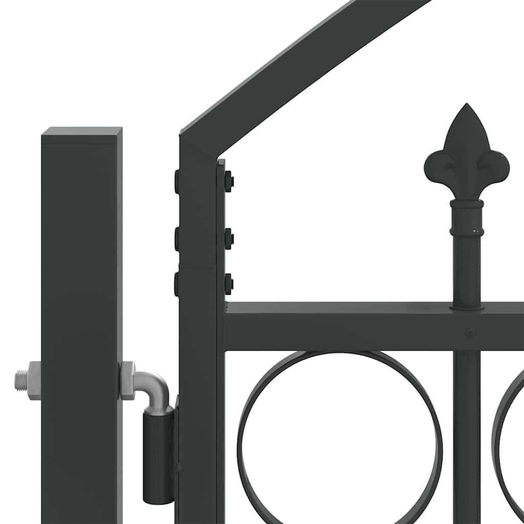 Fence Gate ASSEN 301 x 200 cm Steel Grey Lockable
