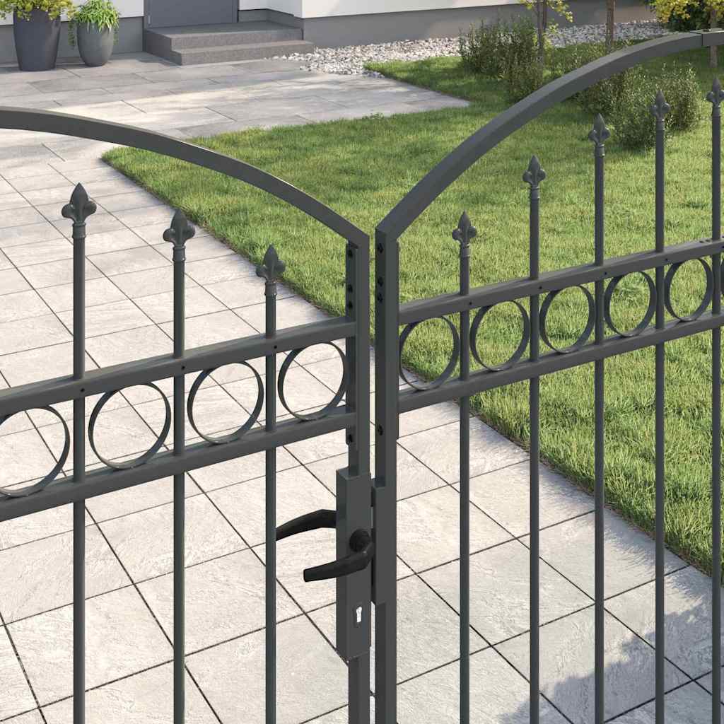 Fence Gate ASSEN 301 x 200 cm Steel Grey Lockable