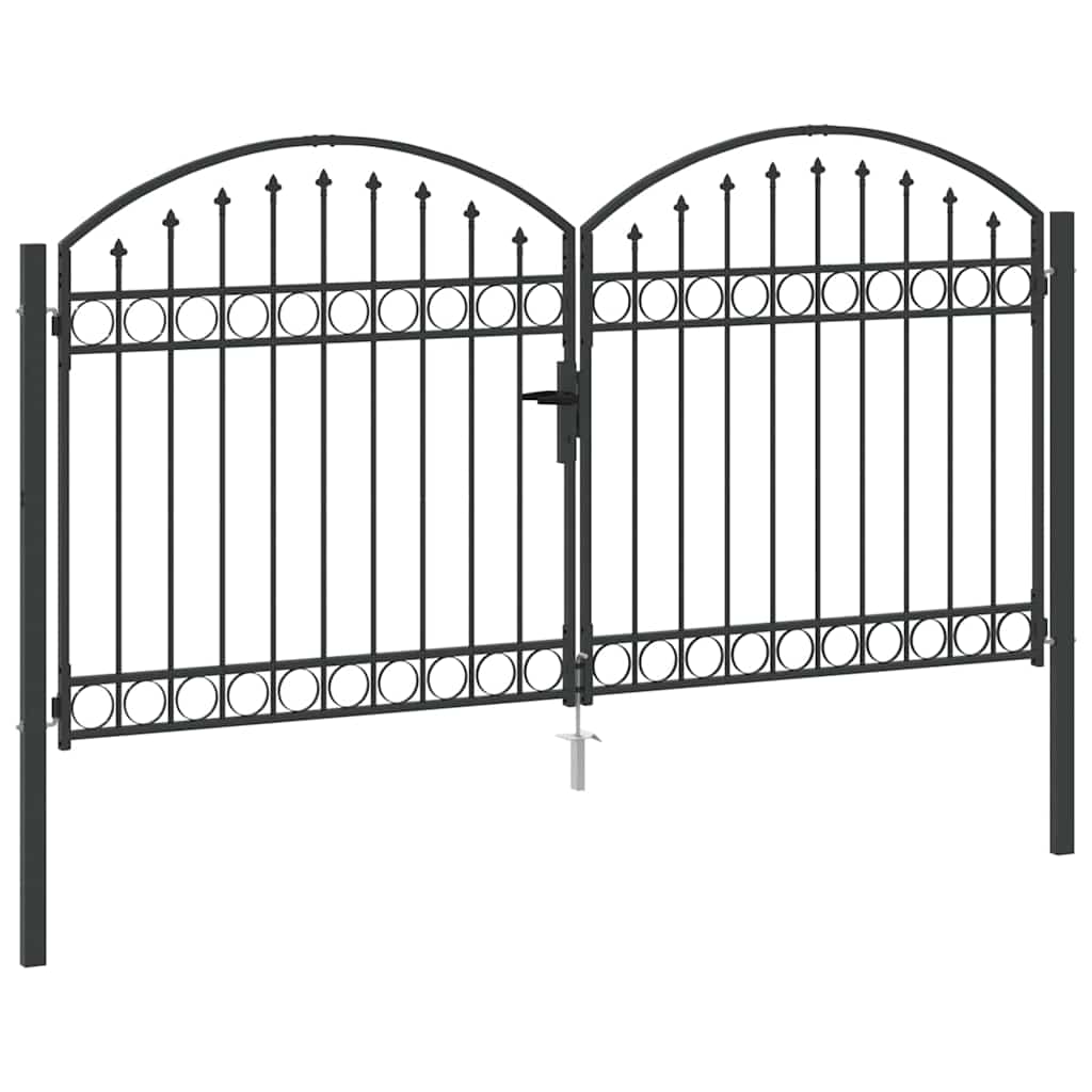 Fence Gate ASSEN 301 x 200 cm Steel Grey Lockable