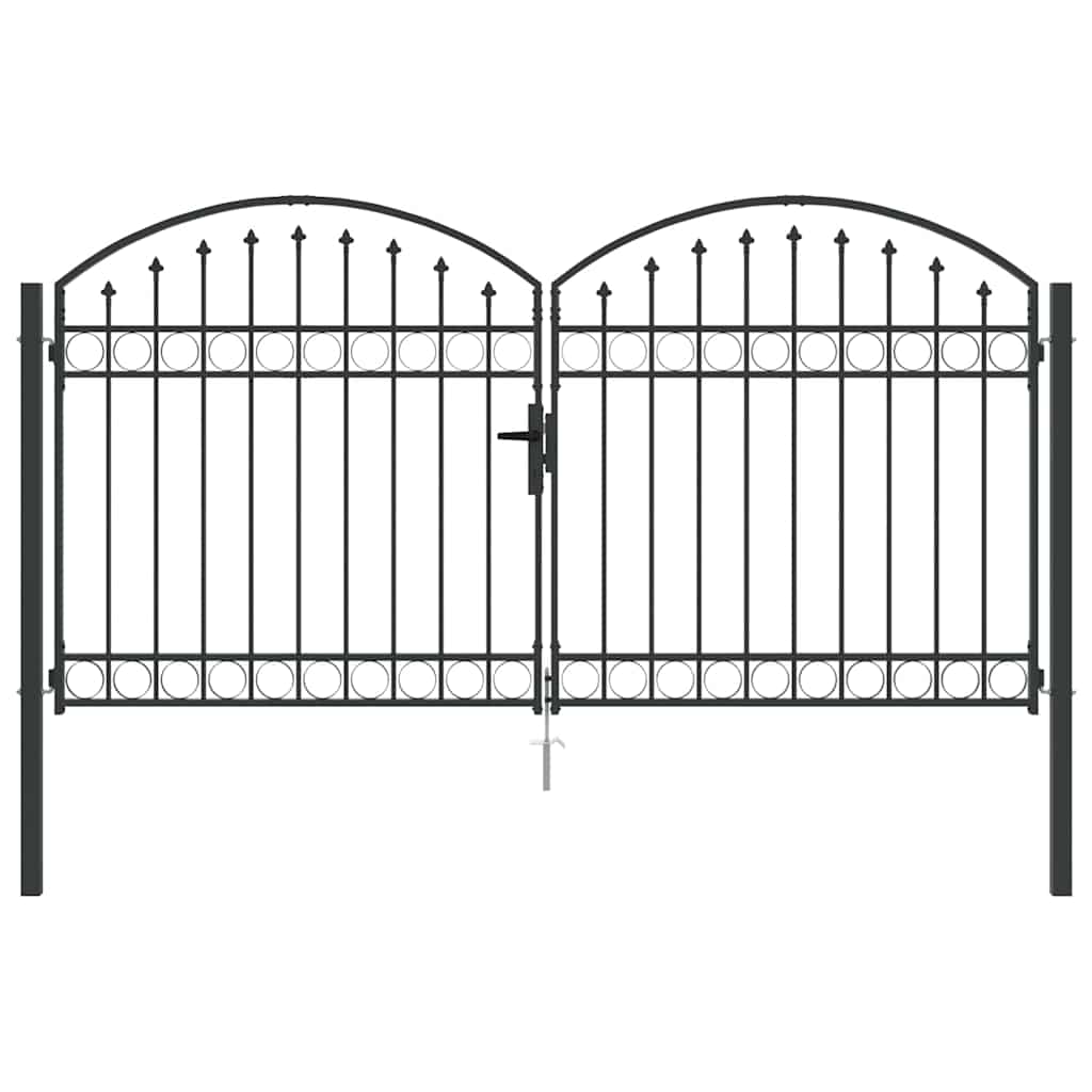 Fence Gate ASSEN 301 x 200 cm Steel Grey Lockable