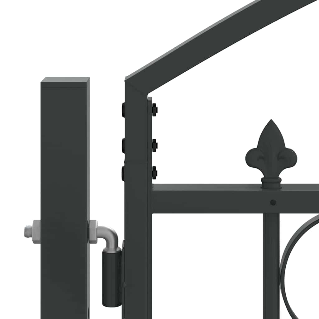 Fence Gate ASSEN 401 x 200 cm Steel Grey Lockable