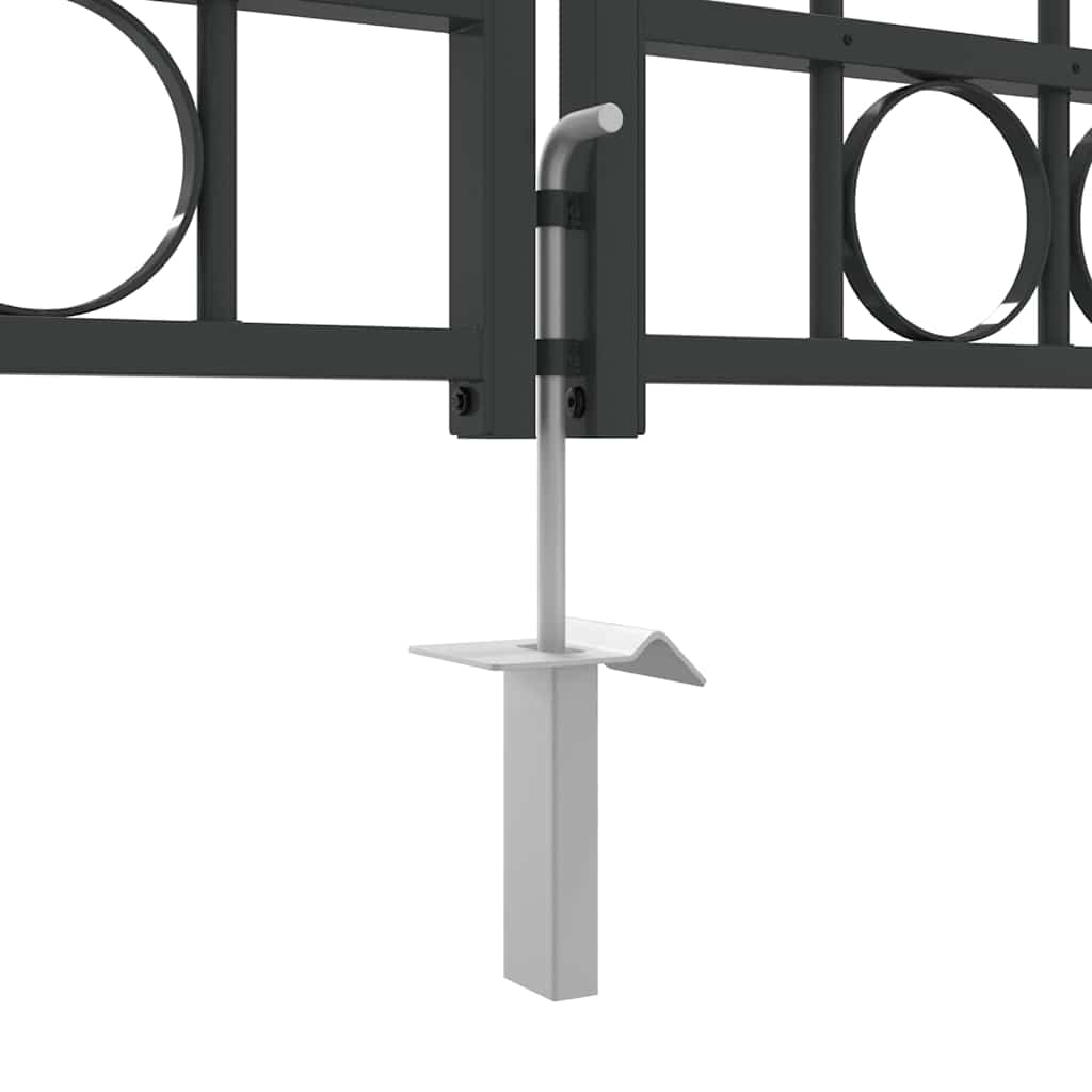 Fence Gate ASSEN 401 x 250 cm Steel Grey Lockable
